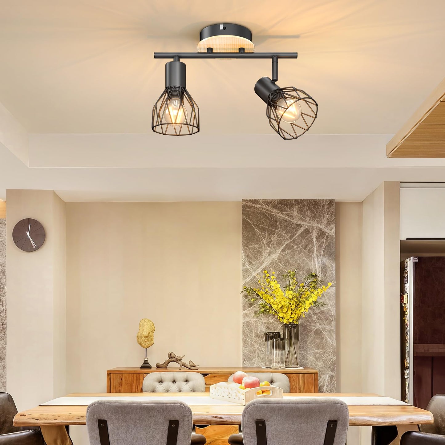 Kimjo Led Deckenstrahler 6 Flammig - Deckenleuchte Strahler E14 Schwenkbar - Deckenlampe Schwarz 6 Flammig Lampe Wohnzimmer - Deckenlampe LED Deckenleuchte Küche Deckenspot Ohne Leuchtmittel