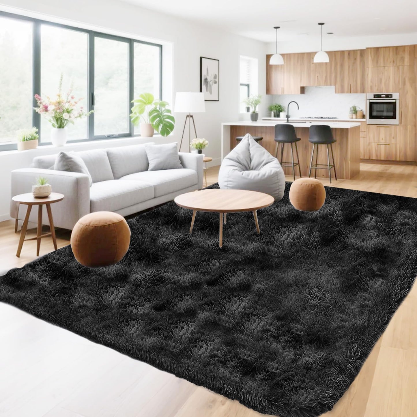 High Pile Living Room Rug, 140 x 200 cm, Cream Fuzzy Shaggy Fluffy Rug for Bedroom Rugs, Modern Plush Living Room Rug, Bed Rug, High-Pile Carpet, Non-Slip for Children's Room