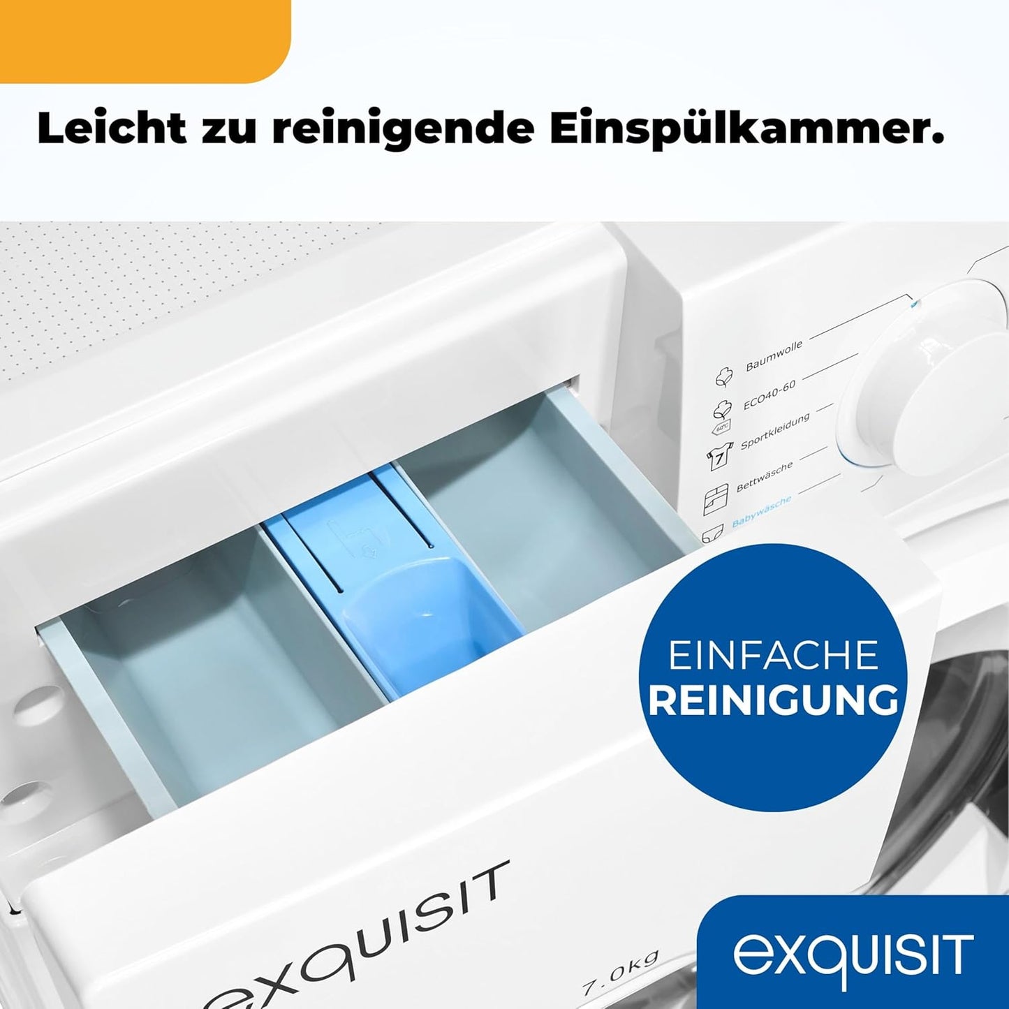 Exquisit Waschmaschine 7kg, Energieeffizienzklasse A, max. 1400 U/Min, Kurzprogramm, Mixprogramm, Startzeitvorwahl (3-24 Std.), Aquastop, 12 Waschprogramme, WA57014-020A weiss
