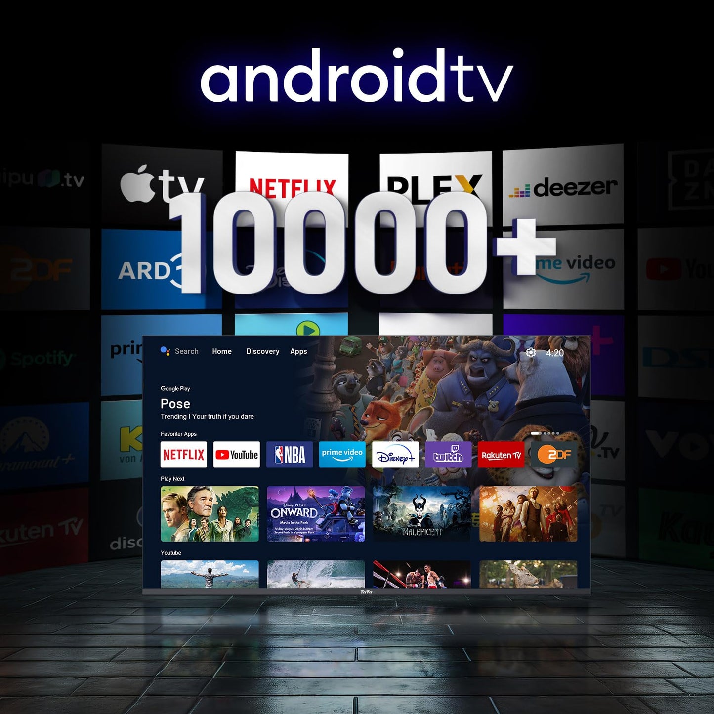 TuTu Smart TV 25 Zoll (64 cm) Full HD VIDAA Fernseher mit WLAN Triple Tuner (DVB-T/T2, DVB-C, DVB-S/S2) APP Store HDMI USB (TUV25FQ1B, 2024)