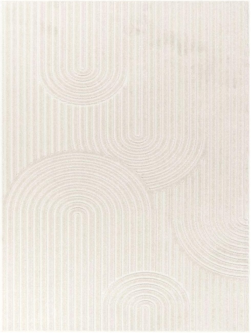 TT Home Indoor and Outdoor Rug Weatherproof Balcony Bedroom Boho Skandi Motif Plain Colours Colour: Cream 3, Size: 60 x 100 cm