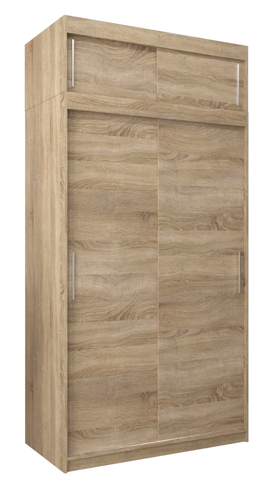 MEBLE KRYSPOL Tokyo 250 Wardrobe with Three Sliding Doors for Bedroom – Modern Storage Cabinet with Clothes Rail and Shelves – 250 x 200 x 62 cm – Matte Black and Artisan