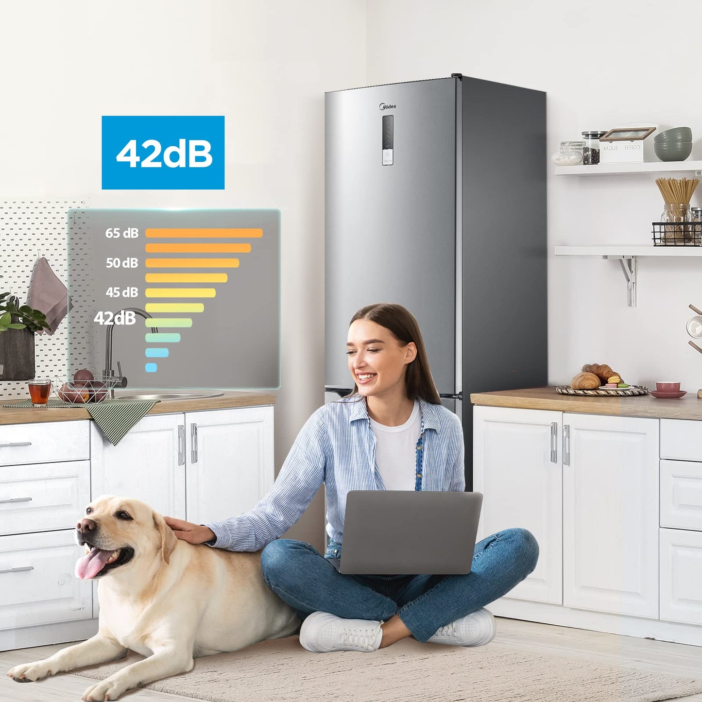 Midea MERB276FGE02A Kühl-/Gefrierkombination/180 cm Höhe/NoFrost/Doppelte Steuerung/Super-Kühlfunktion/219 kWh/Jahr/199L Kühlteil/71L Gefrierteil