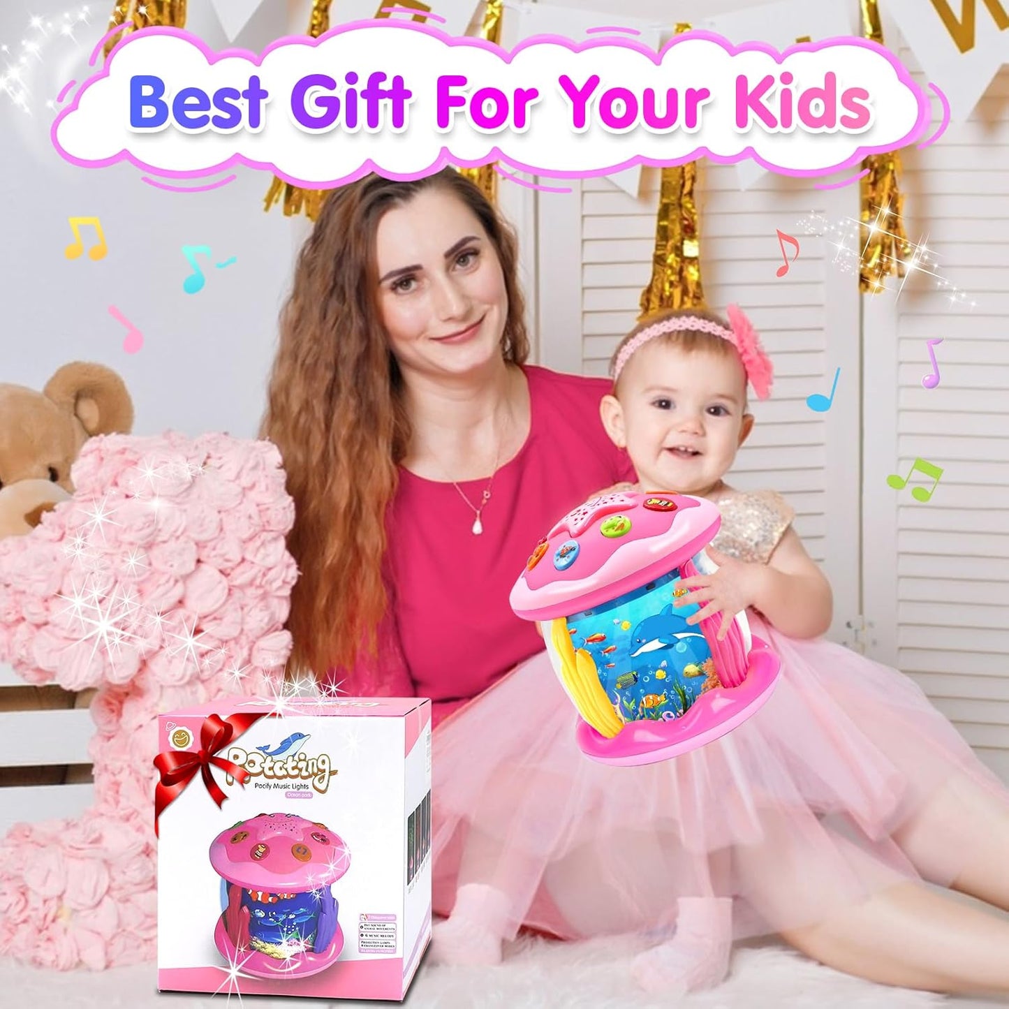 KALOISYHE Baby Spielzeug ab 1 Jahr Mädchen Junge Drehender Projektor Babyspielzeug ab 6 12 18 Monate mit Musik/Licht, Interaktives Baby Geschenk Kinderspielzeug ab 1 2 Jahr rühes Lernen für Kleinkind