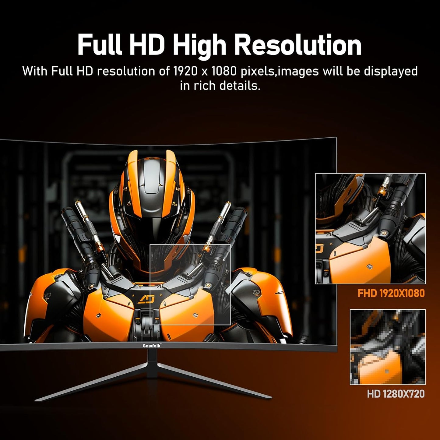 Gawfolk 32 Zoll Curved Gaming Monitor 180HZ / 165Hz / 144hz PC Bildschirm Full HD 1080P, Rahmenloses 1800R Gebogenes Computerbildschirm mit FreeSync und Eye Care Technologie, unterstützt VESA