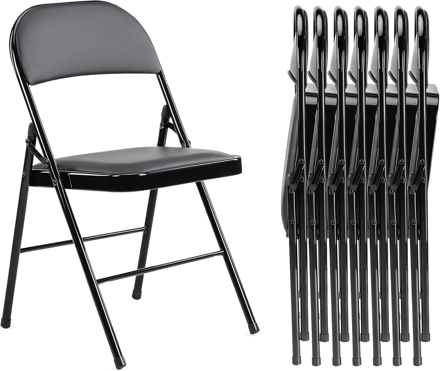 Asdsed Klappstuhl 4er Set, Klappstühle Gepolstert, Klappstuhl bis 158KG Gepolstert mit Starker Stahlrahmen, Faltbarer Klappstühle Platzsparender Schreibtischstuhl für Haus Büro Garten Balkon Party