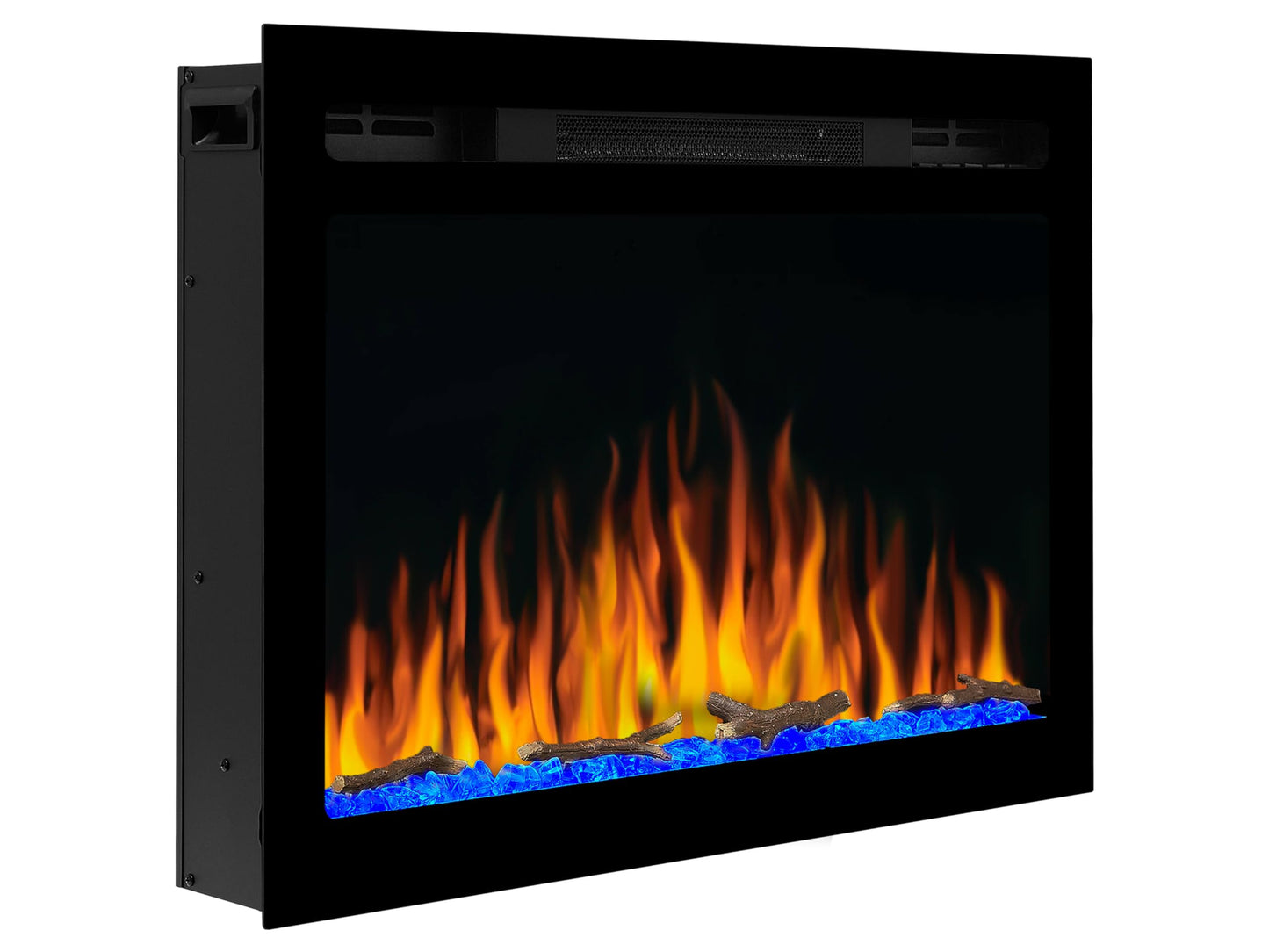 ArtiFlame Elektrokamin AF27WR Multicolor, Elektrischer Einbaukamin mit Heizung 900/1800 W, realistischer 3D-Flammeneffekt, LED-Beleuchtung, Fernbedienung, Timer, Thermostat, Knistereffekt, Schwarz