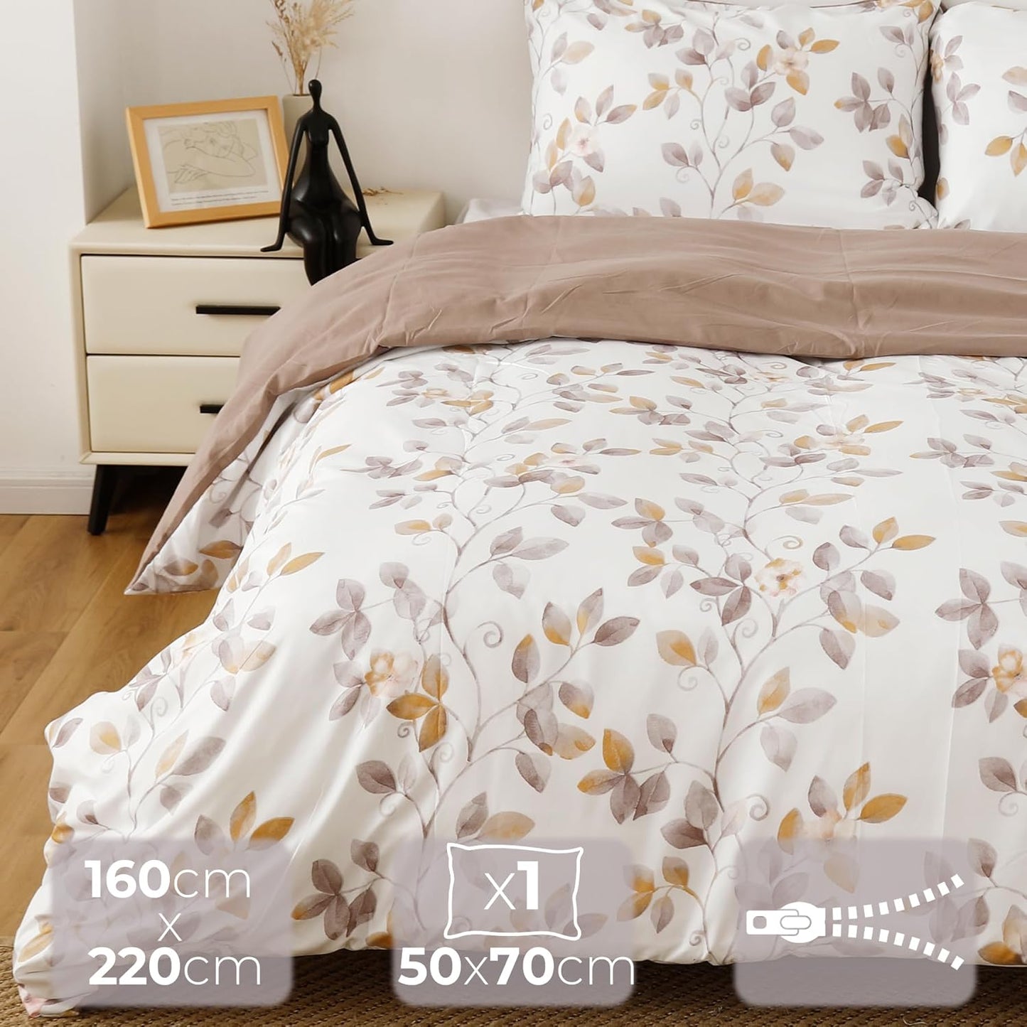 BOD HOME, Duvet & Pillowcase, 100% Polyester, Softness, Bed Linen Set 160 x 220 cm, Pillowcase 50 x 70 cm, Various Designs, Personalise Your Room, Ideal for the Winter Season