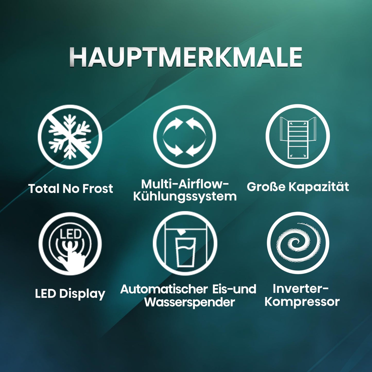 Hisense RF632N4WIE French Door Kühl-Gefrierkombination/ NoFrostPlus/ Inverter-Kompressor/ Wasserspender/ CrispZone/ 200 cm/ Kühlteil 336 l/ Gefrierteil 149 l/ 38 dB/ 295 kWh/ Jahr/ Inox-Look