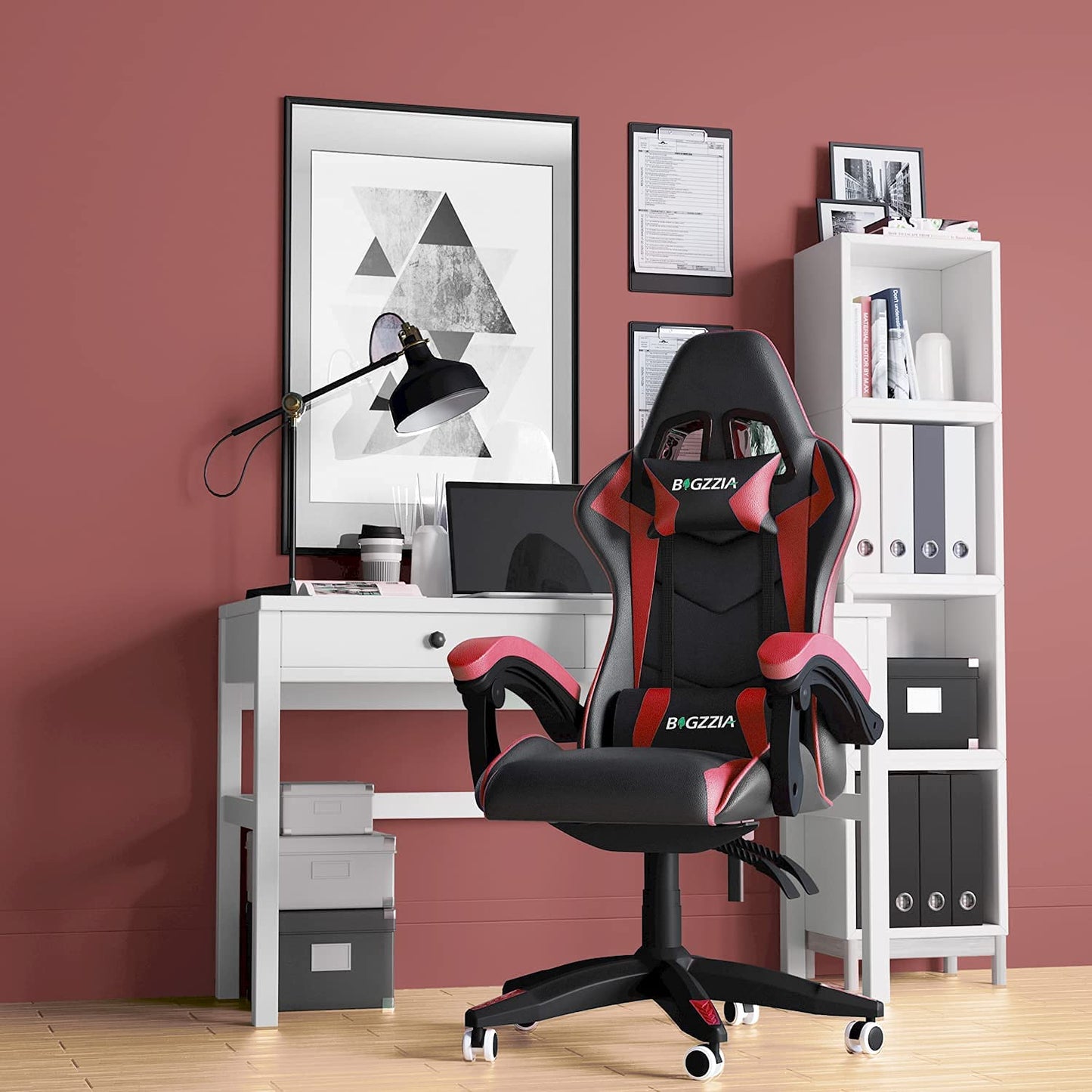 Racingreat Gaming Stuhl, Gamer Stühle, Ergonomisch Gaming Chair, Rückenlehne Einstellbar Pc-Stuhl, 360° Drehbar Gaming Sessel, Atmungsaktiver Bürostuhl für Jugendliche Jungen Mädchen Erwachsene Rosa