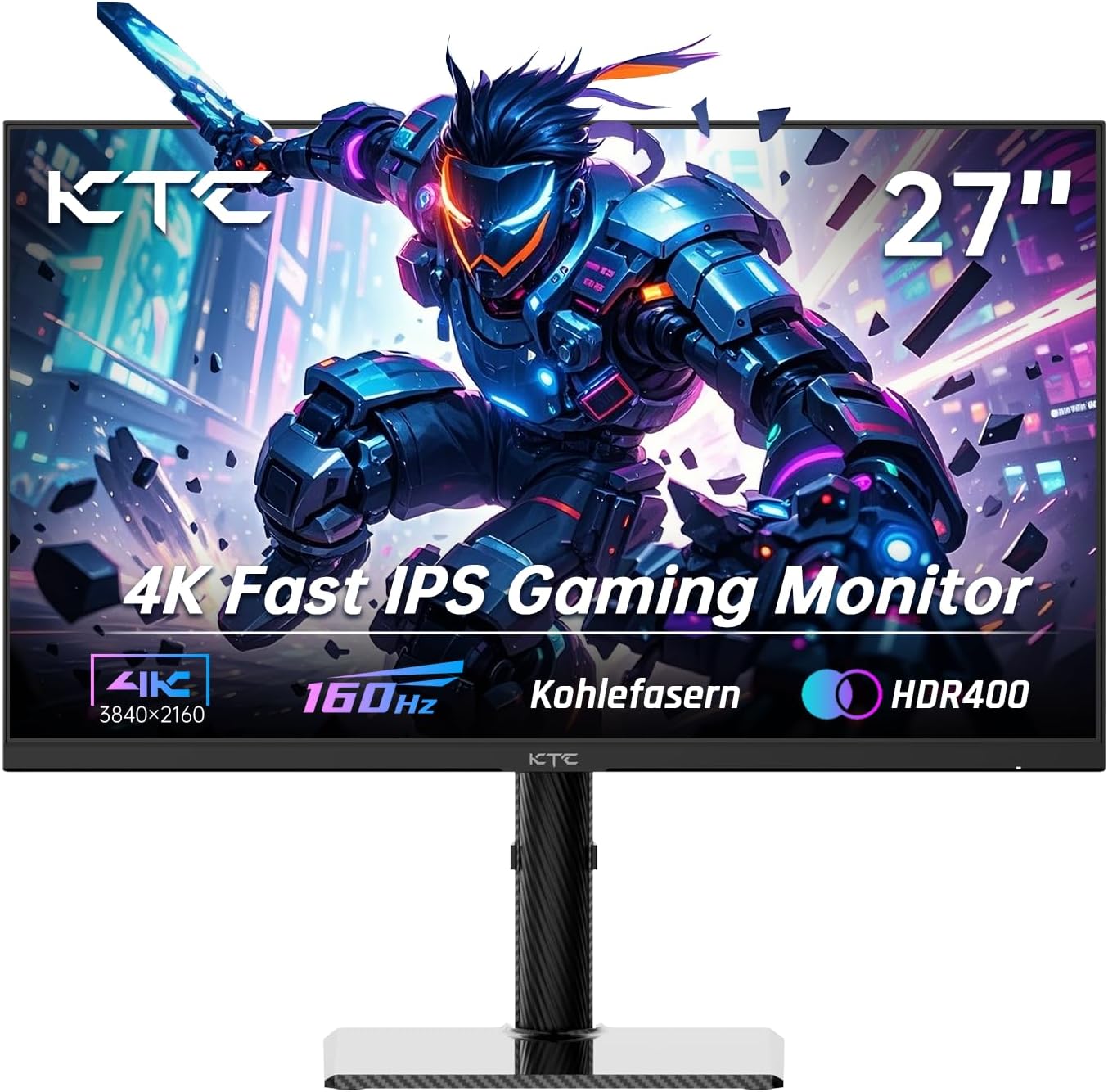 KTC 32 Zoll Monitor Curved 1000R, 2K WQHD (2560x1440p) 240Hz Gaming Monitor, 1ms, Adaptive Sync, 122% sRGB, 4000:1 Kontrast, 2 x DP 1.4 (240Hz), 2 x HDMI 2.0 (144Hz), Unterstützung von Tilt und VESA