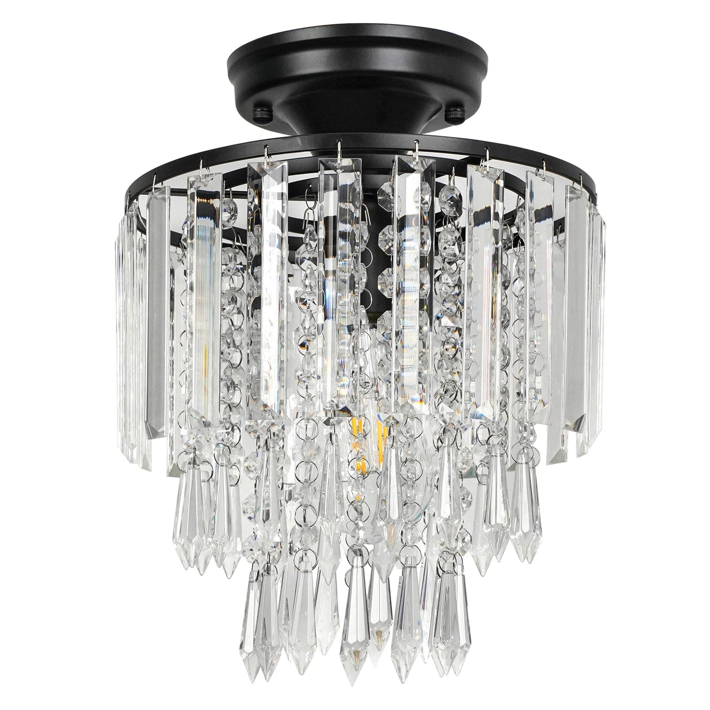 FRIDEKO HOME Modern Kronleuchter Kristall Deckenleuchte Gold,Kleine Kristall Deckenlampe E27 Fassung für Wohnzimmer Schlafzimmer Küche Flur,Ø23cm
