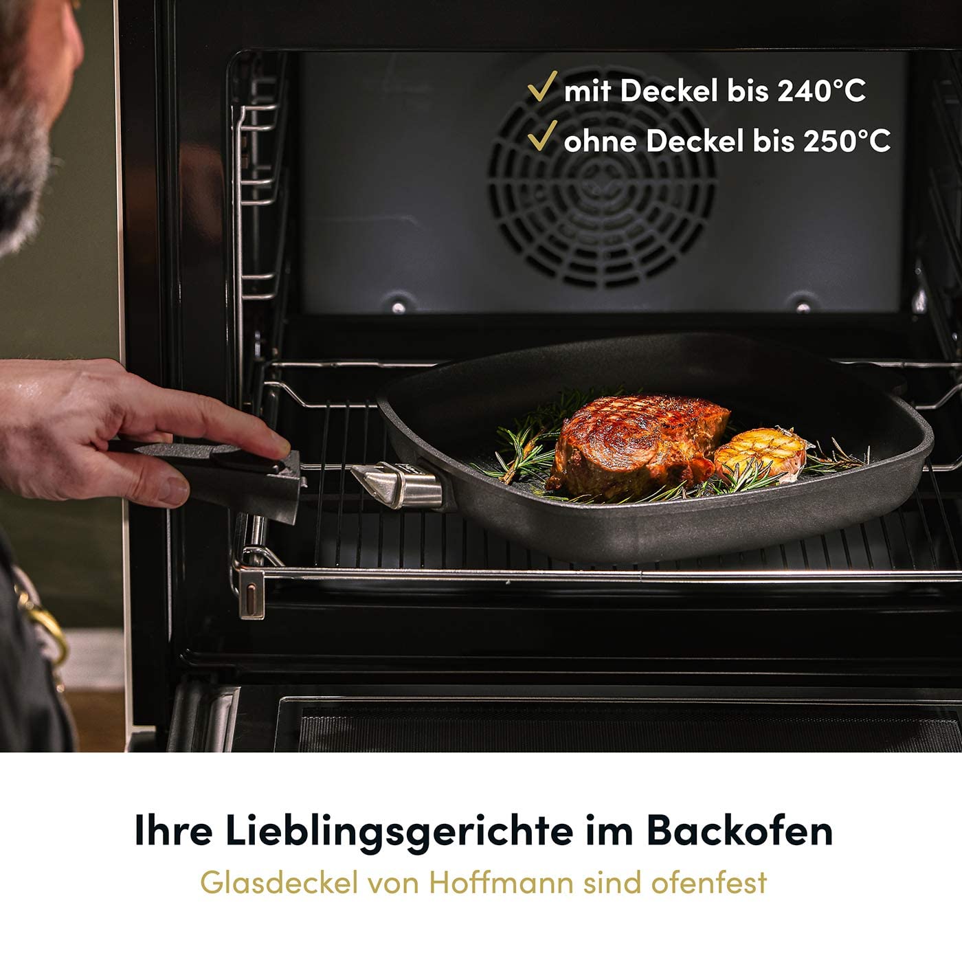 Hoffmann Aluguss Bratpfanne 28 cm Induktion Hoher Rand 7 cm Innenhöhe I Pfanne Induktionsherd I Schmorpfanne 28cm I Abnehmbarer Griff Hochrandpfanne
