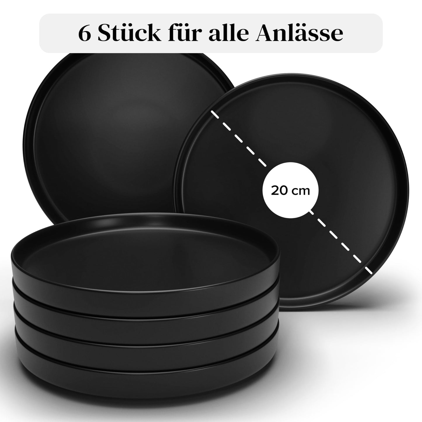Steingut Geschirrset 6 Personen Manhattan 24 tlg. TESTSIEGER, Cooles Urbanes Steingut Geschirr Set, Schüssel- und Teller Set, Tafelservice 6 Personen, Geschirrsets Pure Living in matt Schwarz