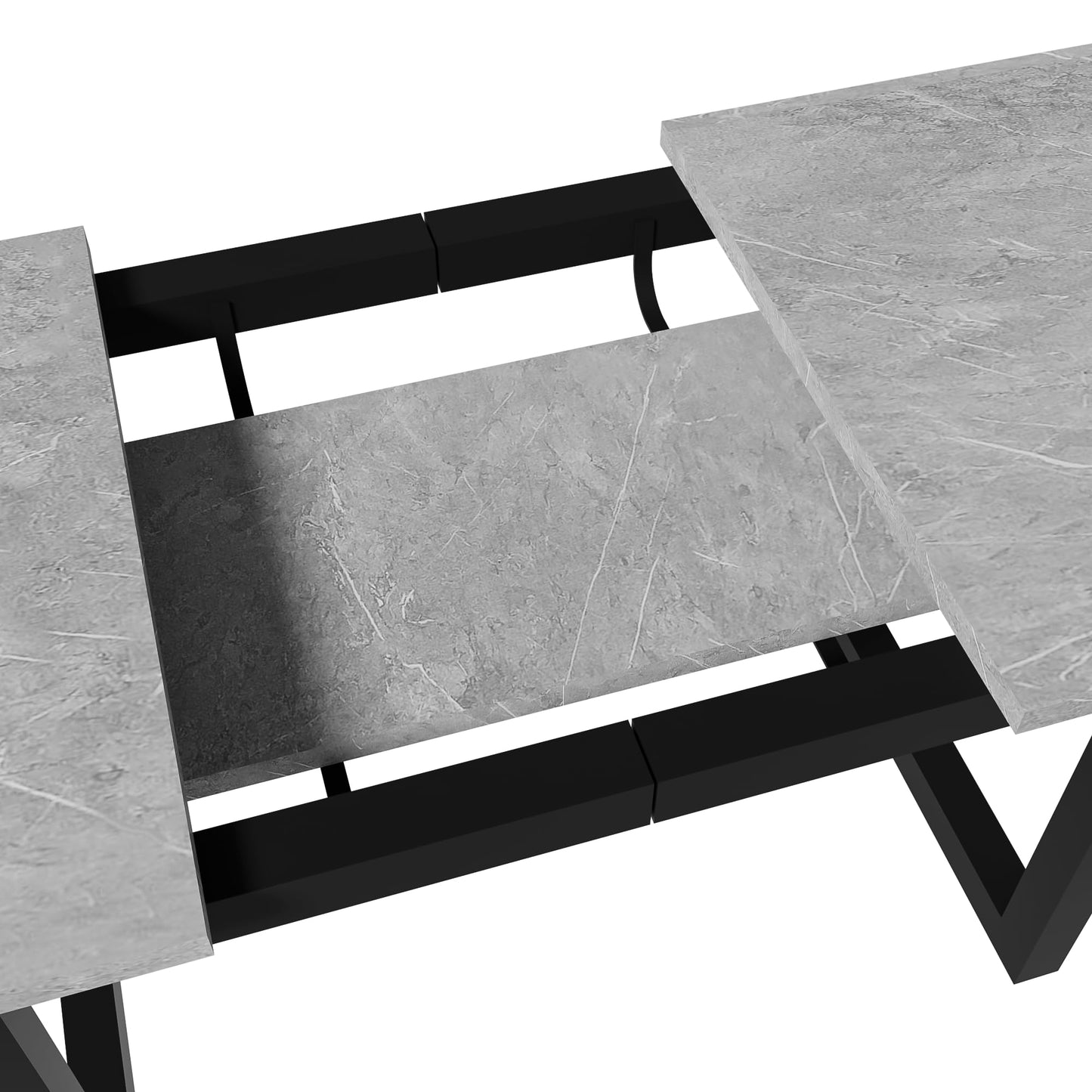 Merax Esstisch, Ausziehbar Esszimmertisch mit Tischbeine aus Metall, Rechteckiger Küchentisch für Wohnzimmer und Esszimmer, Grau