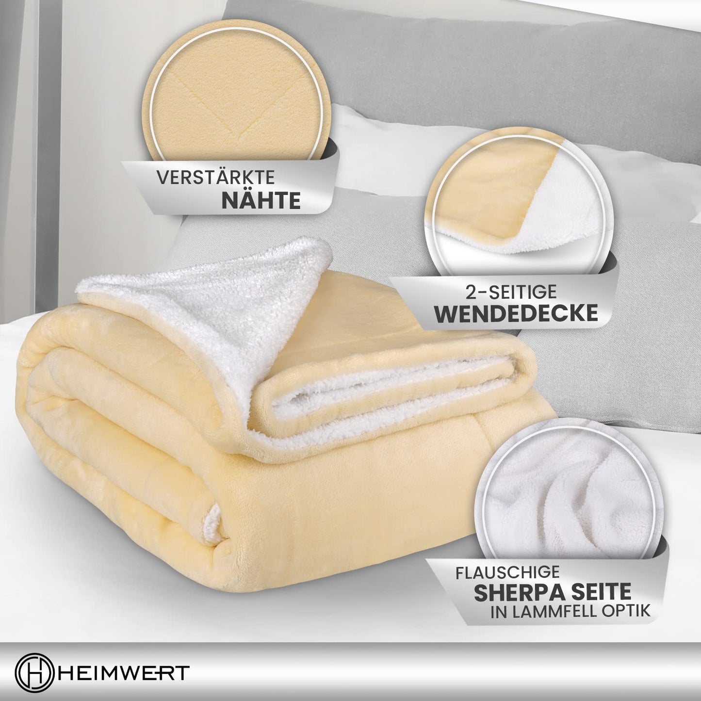 Cuddly Sherpa Wool Blanket - Super Soft Warm Thick Cuddly Blanket Fluffy - Extra Fluffy Fleece Blanket and Bedspread for Couch Bed Sofa (Grey, 150 x 200 cm)