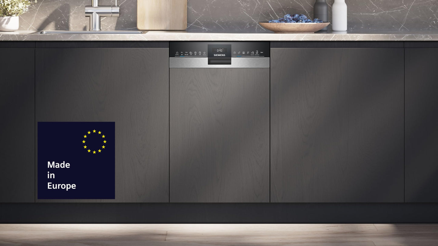 Siemens SR63EX24KE, iQ300 Smart Dishwasher, Fully Integrated, 45 cm Wide, Made in Germany, Cutlery Basket, Automatic Door Opening at the End of the Programme, Pleasantly Quiet with iQ Drive Motor