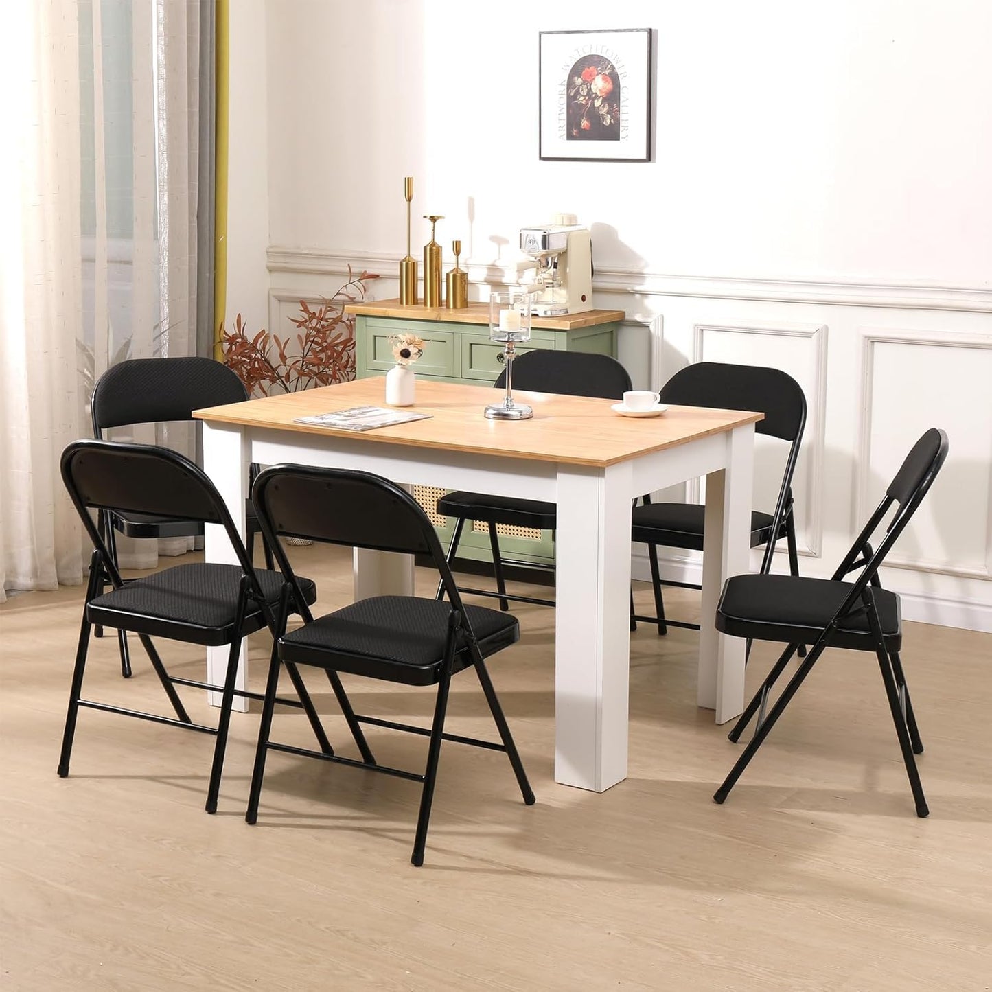 Asdsed Klappstuhl 4er Set, Klappstühle Gepolstert, Klappstuhl bis 158KG Gepolstert mit Starker Stahlrahmen, Faltbarer Klappstühle Platzsparender Schreibtischstuhl für Haus Büro Garten Balkon Party