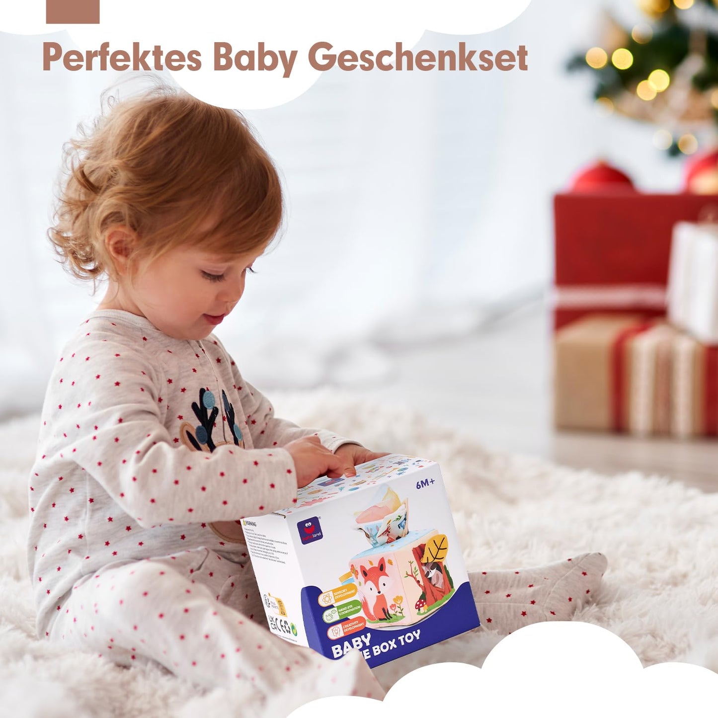 hahaland Baby Spielzeug 6 12 Monate Tissue Box, Montessori Toy Sensorik motorik Spielzeug, Stofftücher Kontrastreiche Farben Lernen Sensorische Spielzeug für Jungen Mädchen Geschenke