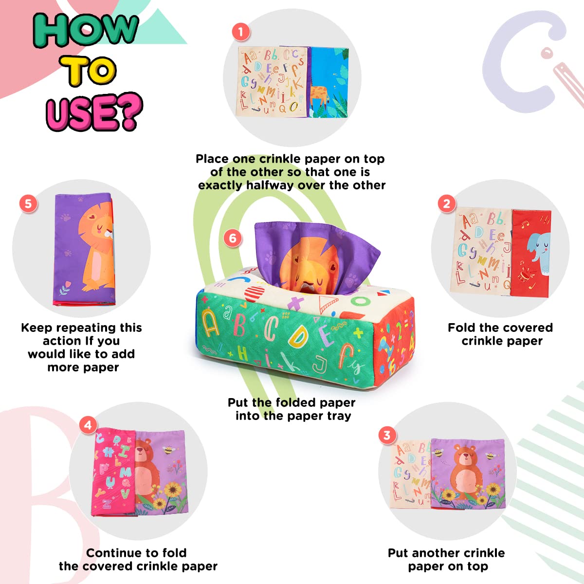 URMYWO Baby Toy 6 Months, Tissue Box Toy - Montessori - Sensory Technology, Contrast Baby Toy 0 6 12 Months, Boys Girls Children Early Learning Toy Baby Gift