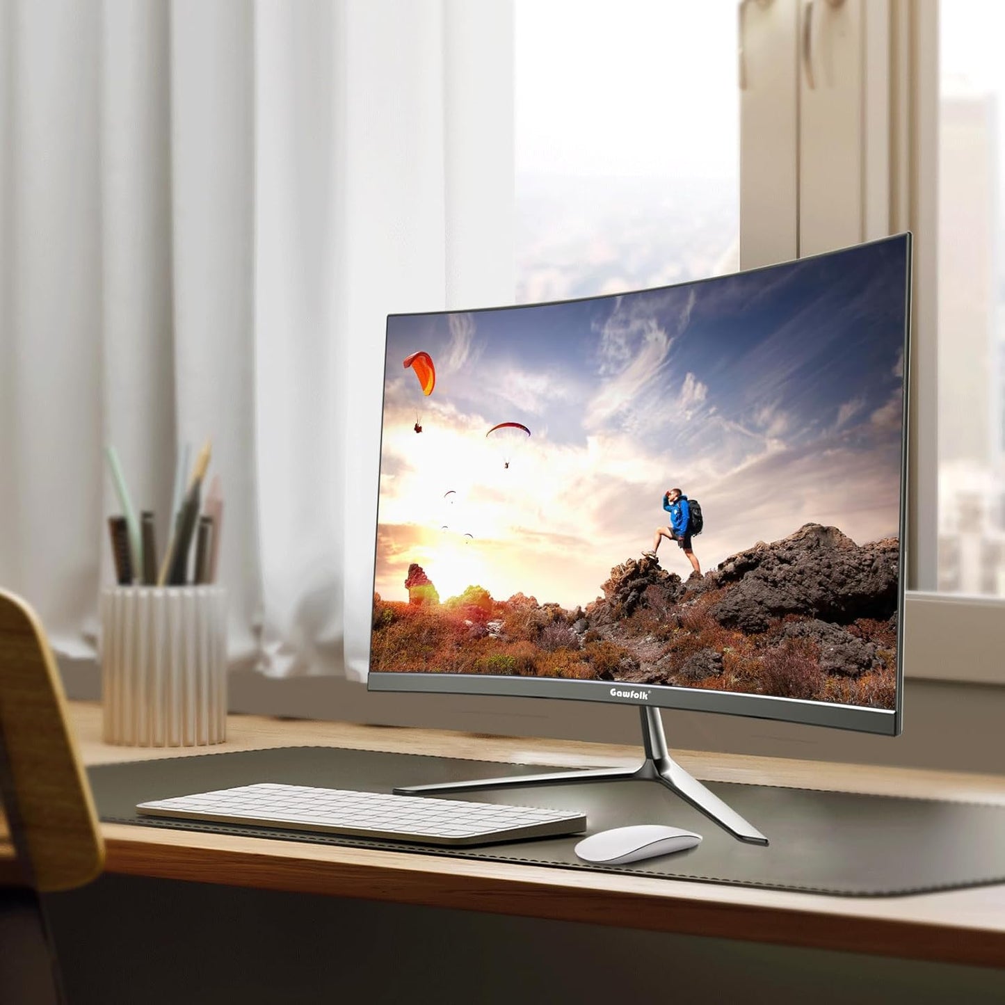 Gawfolk 32 Zoll Curved Gaming Monitor 180HZ / 165Hz / 144hz PC Bildschirm Full HD 1080P, Rahmenloses 1800R Gebogenes Computerbildschirm mit FreeSync und Eye Care Technologie, unterstützt VESA