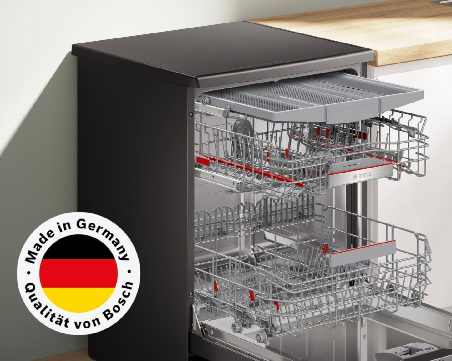 Bosch SMU4ETS08E, Series 4, Smart Undermount Dishwasher, 60 cm, Cutlery Basket, Dishwasher with Program Assistant, Particularly Quiet, Height-Adjustable Upper Basket, Automatic Door Opening, Stainless