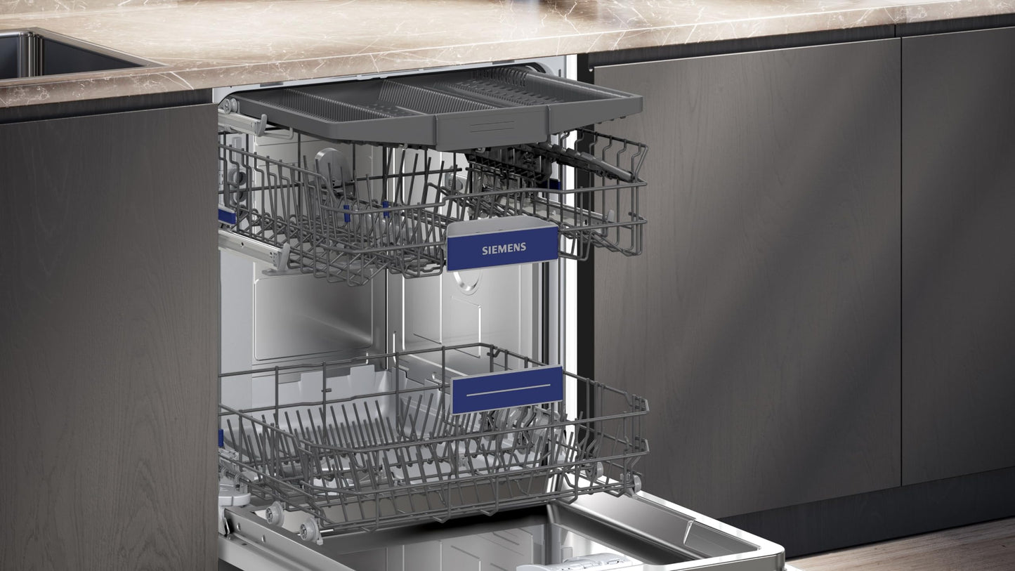 Siemens SN43ES06VE, iQ300 Smart Dishwasher, Undermount Dishwasher, 60 cm, Cutlery Drawer, Automatic Door Opening, Triple rackMatic, Particularly Quiet, intesiveZone, varioSpeed, aquaStop