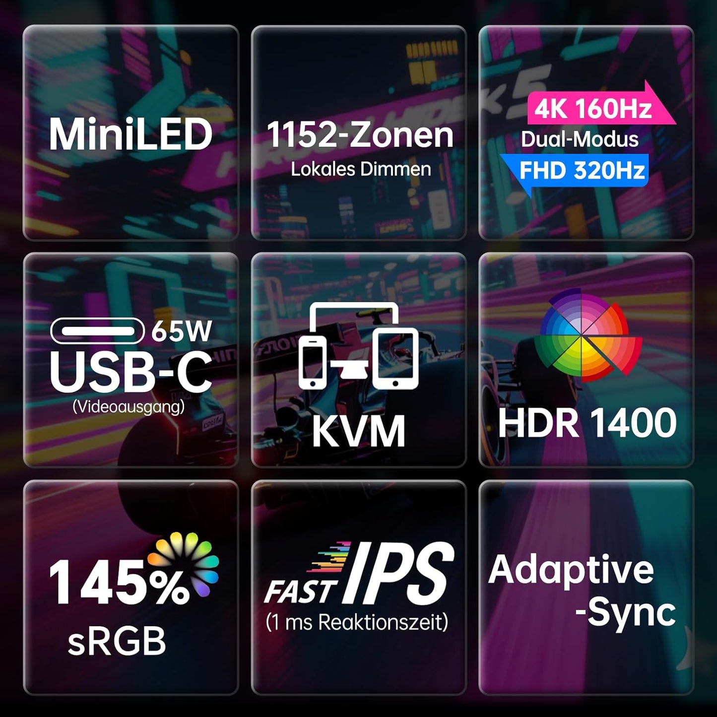 KTC 32 Zoll Monitor Curved 1000R, 2K WQHD (2560x1440p) 240Hz Gaming Monitor, 1ms, Adaptive Sync, 122% sRGB, 4000:1 Kontrast, 2 x DP 1.4 (240Hz), 2 x HDMI 2.0 (144Hz), Unterstützung von Tilt und VESA