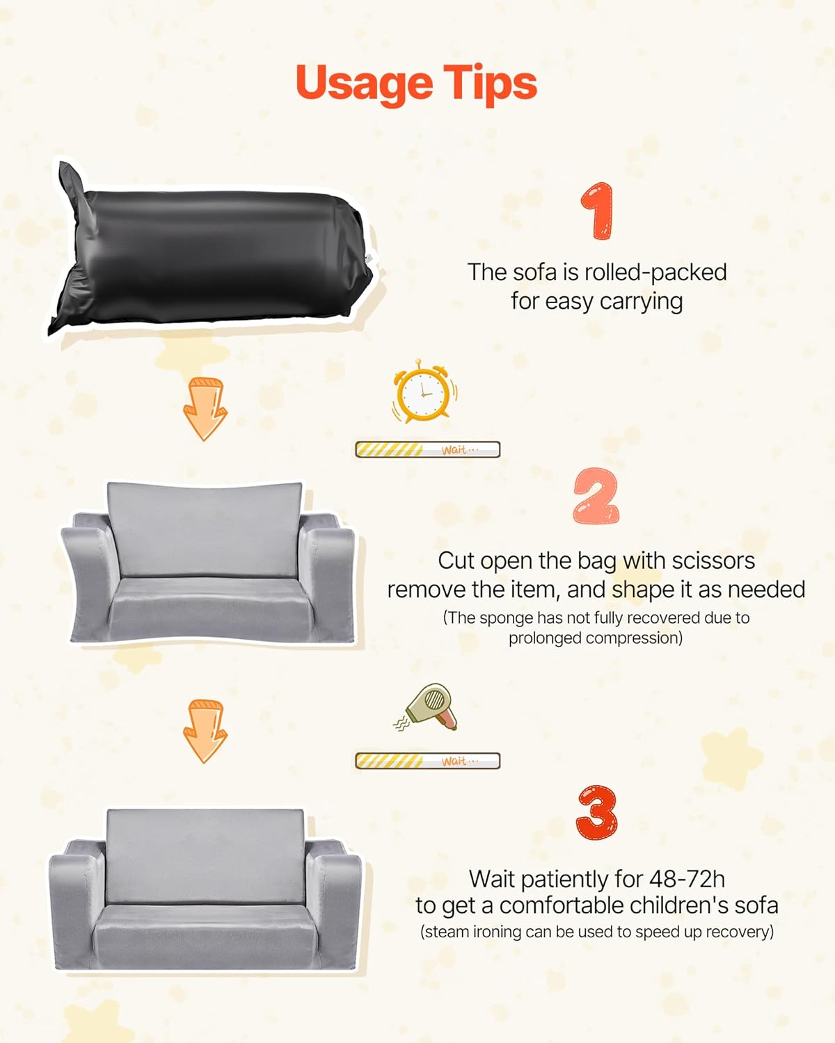 VEVOR Children's Sofa Children's Chair Made of 28D Sponge & Short Pile with Armrests, Fold-Out Children's Couch in Lounger, Sofa Bed Children (18 Months - 6 Years), Birthday Gift for Girls & Boys