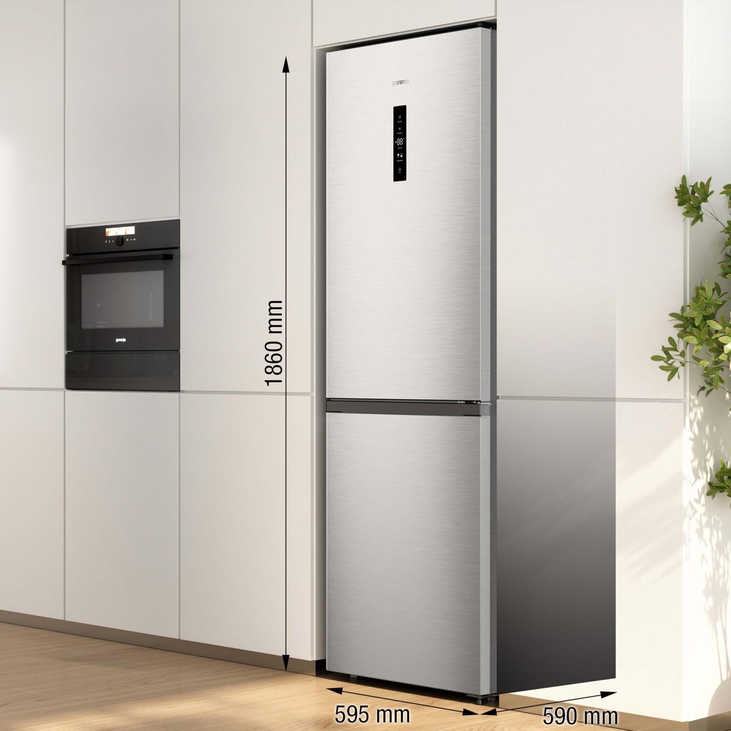 Gorenje N 619EAW4 Fridge-Freezer Combination, LED Display, 186 cm, 300 L, NoFrostPlus, Vegetable Compartment with Moisture Control, FastFreeze, White