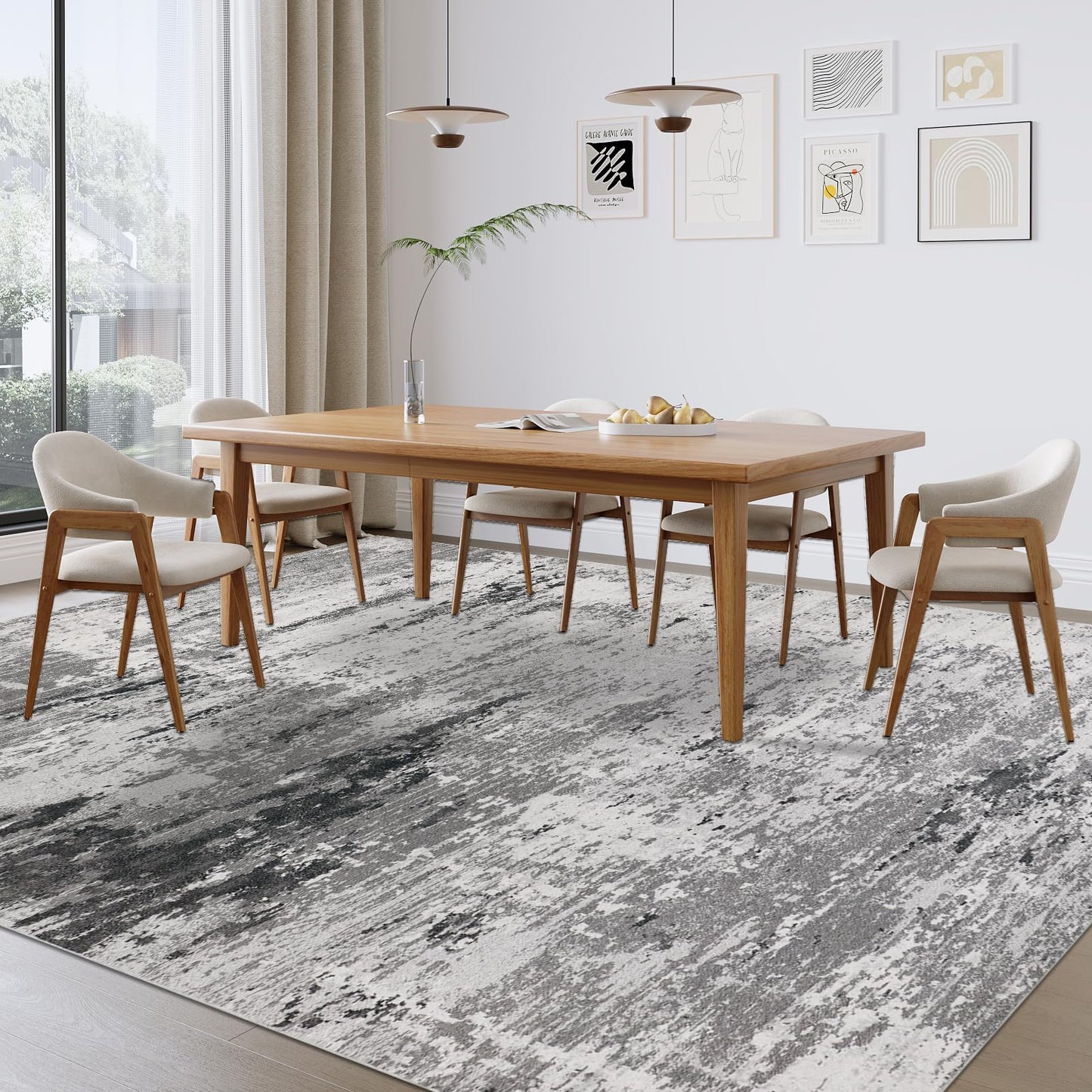 Cekene Washable Area Rugs for Living Room Large 160 x 230 cm Taupe Ultra Thin Bedroom Rugs Non-Slip Modern Abstract Floor Rug for Dining Room Kitchen Office