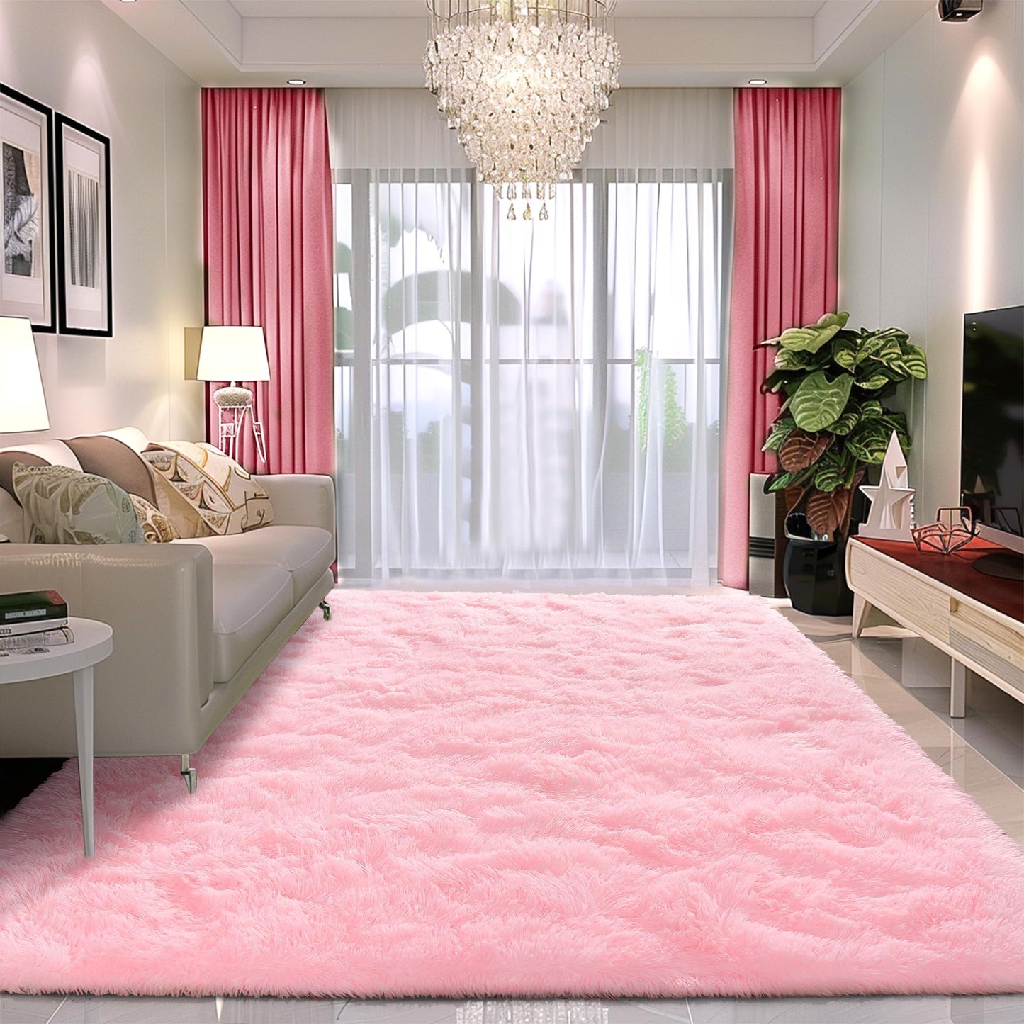 BSGIFT High Pile Rug, Grey, 160 x 230 cm, Shaggy Long Pile Fluffy Rug, Living Room, Modern Living Room Rug, Bed Rug, High-Pile Carpet, Non-Slip for Bedroom, Children's Room