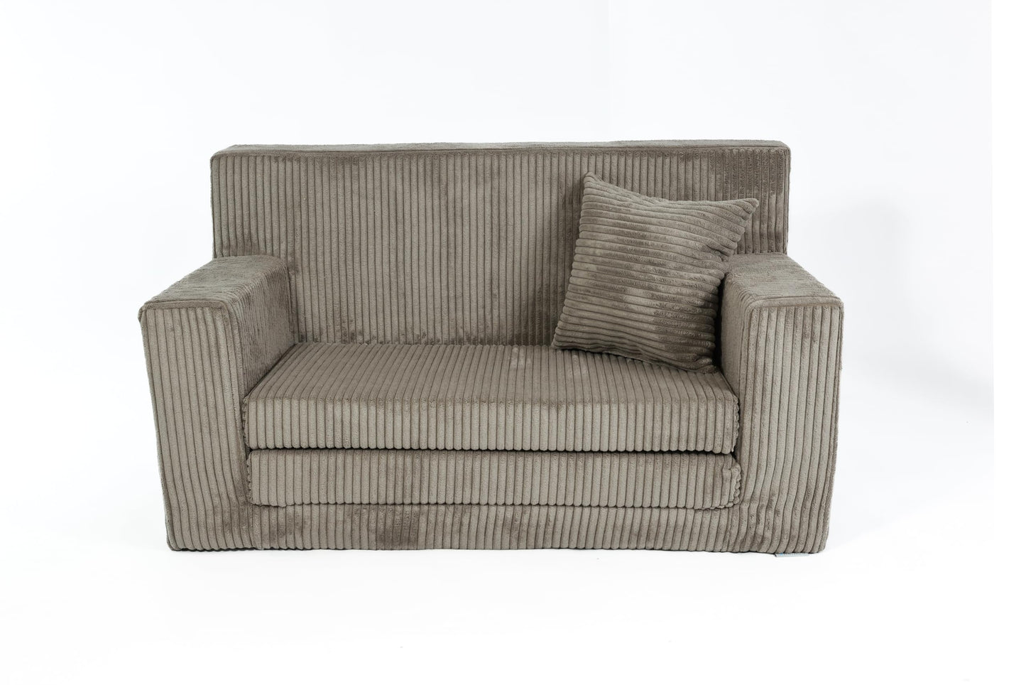 FORTISLINE - Kindersofa ausklappbar 83x47x43cm Oeko-TEX - Spielesofa für Kinder 2in1 - Kindercouch Aufklappen Bettfunktion - Schlafcouch aus Schaumstoff - Kuschel-Cord - Viele Muster (Grau)