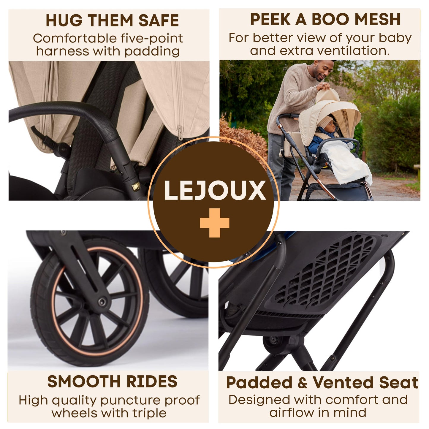Lejoux + Baby Pushchair (Beige)