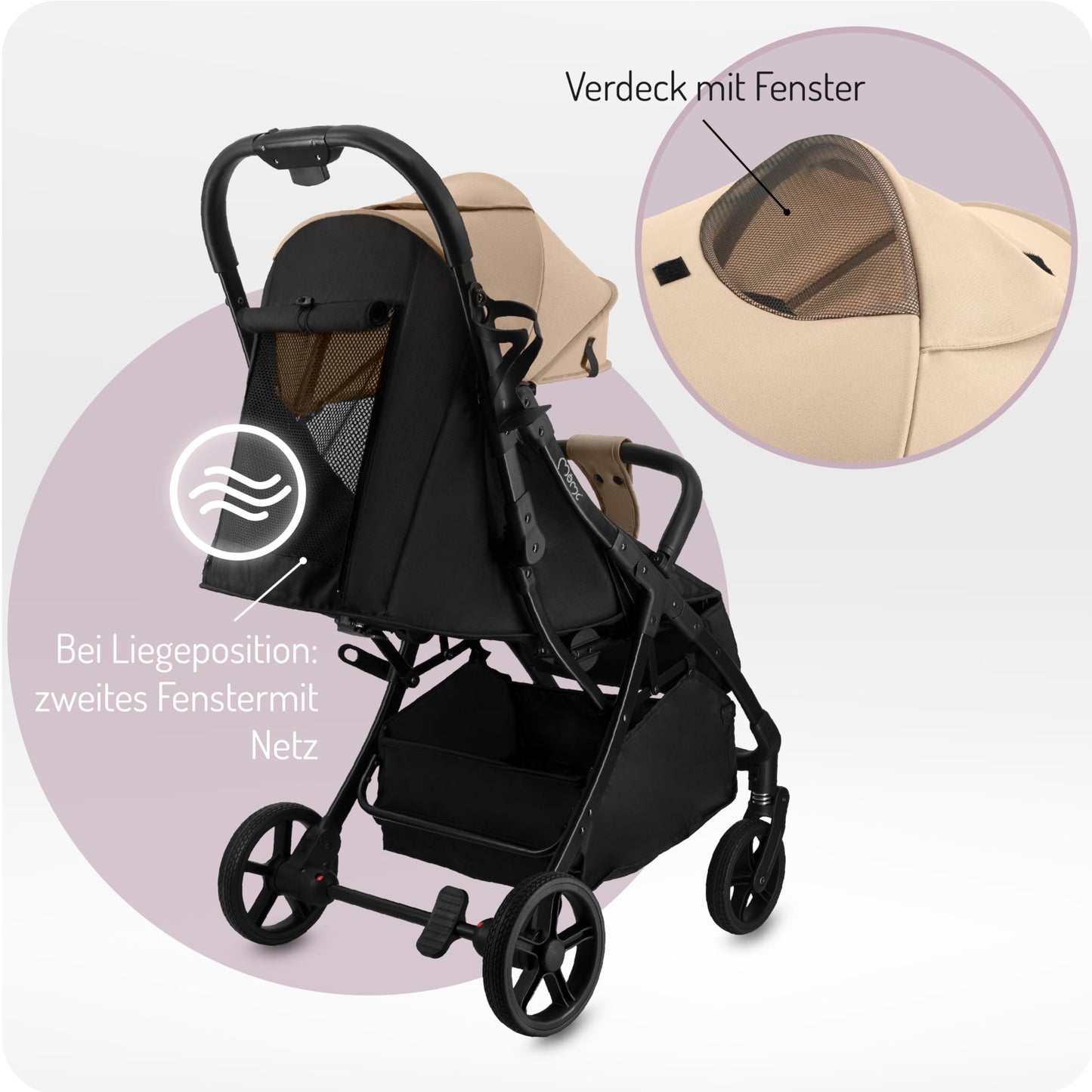 MoMi Paola Children's Buggy with Automatic Folding System, up to 22 kg Body Weight, 5-Point Safety Belt, Shopping Basket up to 2 kg, All 4 Wheels with Shock Absorption, Holder for a Drinking Bottle