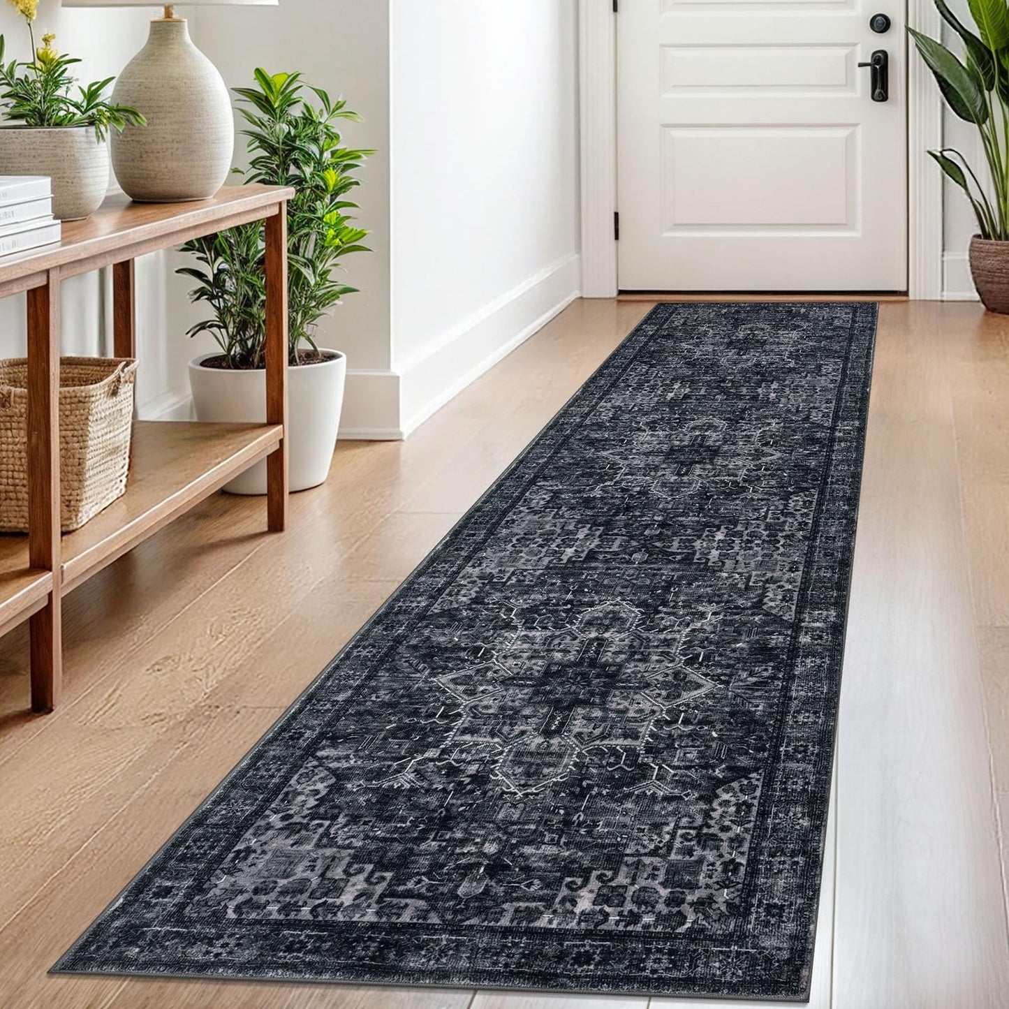 2x3 Blue Washable Rug for Entrance, Soft Traditional Area Rug, Non-Slip Printed Kitchen Rugs, Low-Pile Medallion Indoor Door Mat, Small Farmhouse Carpet for Entryway Kitchen Foyer Bedside
