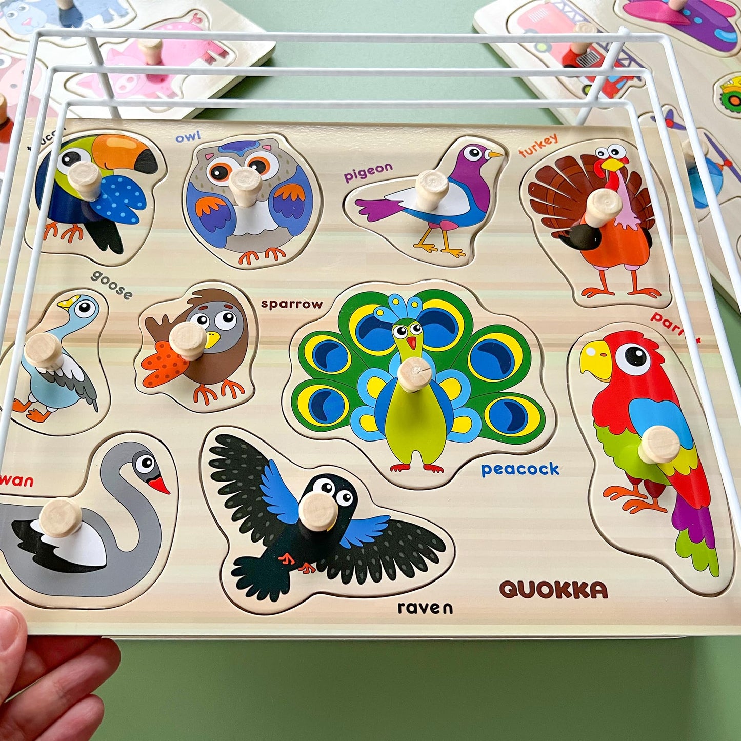 QUOKKA Steckpuzzle Holz ab 1 2 Jahre - 6 Set Spielzeug Puzzle ab 2 3 Jahre - ABC Lernspiele für Kinder - Geschenk für Baby Mädchen and Junge