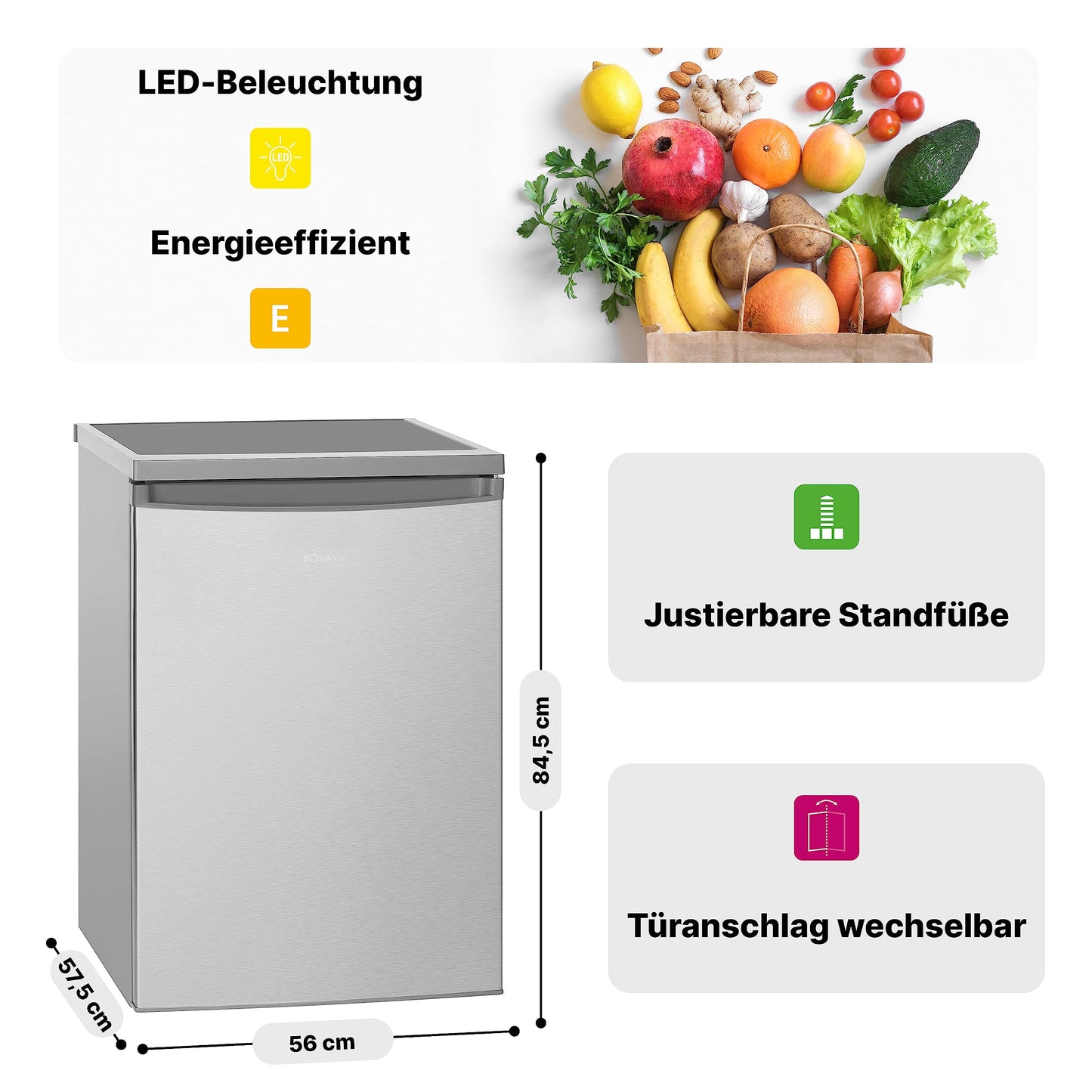 Bomann VS 2185 refrigerator / A ++ / 84.5 cm / 93 kWh / year / 137 L refrigerator / stepless temperature setting