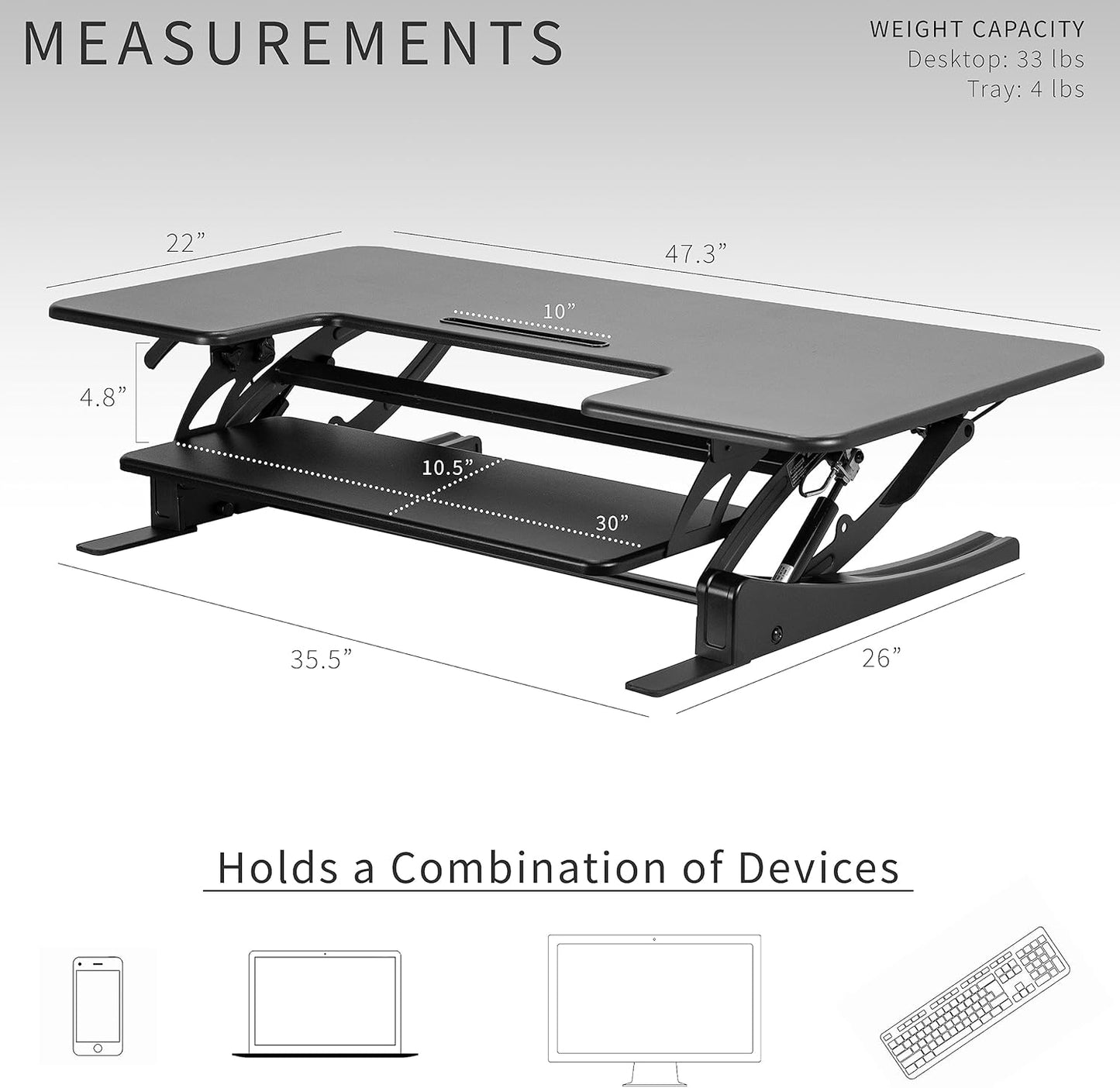 VIVO Black Height Adjustable 36 inch Stand up Desk Converter Quick Sit to Stand Tabletop Dual Monitor Riser, DESK-V000V