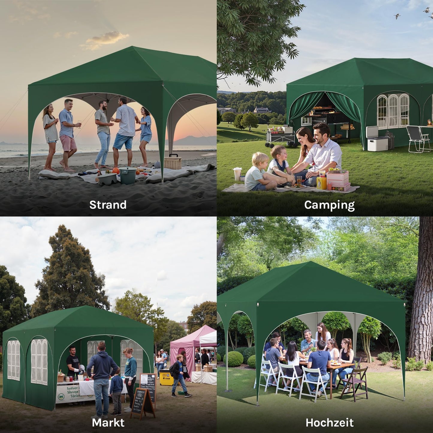 WOLTU Gazebo, Folding Gazebo, 3 x 6 m, with 6 Side Walls, Party Tent, Water-Repellent, UV Protection 50+, Height-Adjustable Garden Gazebo, with Carry Bag, for Outdoor Garden, Camping, Grey