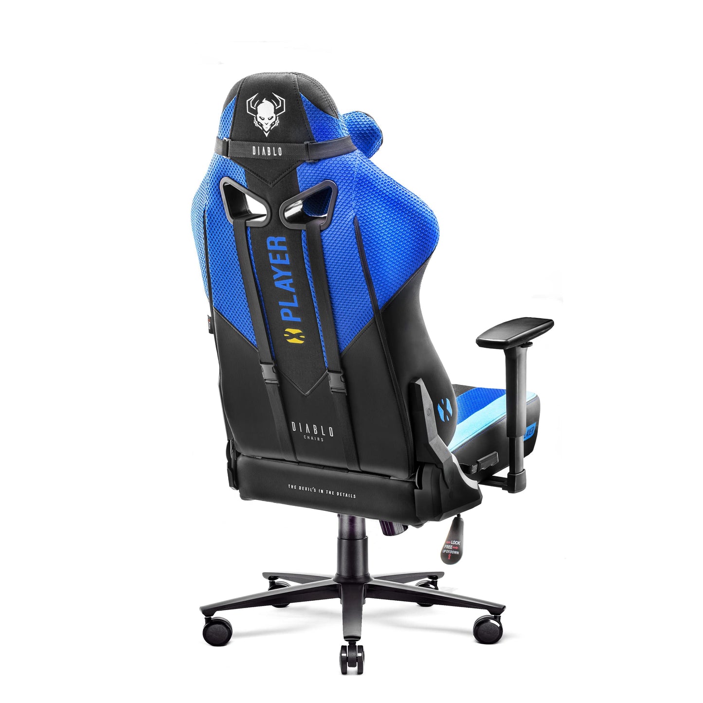 Diablo X-Player Gaming Stuhl Bürostuhl Schreibtischstuhl Stoff 3D Armlehnen Ergonomisches Design Nacken/- Lendenkissen (Frost Black, Normal (L))