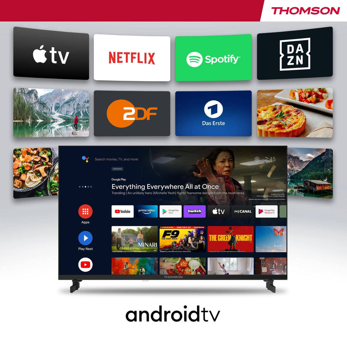 Thomson 43 Zoll (109 cm) 4K Ultra HD Weiß Smart Android TV, Google Assistant, Wi-Fi, Dolby Digital, Bluetooth, Triple-Tuner (Kabel,Satellit,Antenne), HDMI, CI+, A+ Panel – 43UA5S13W