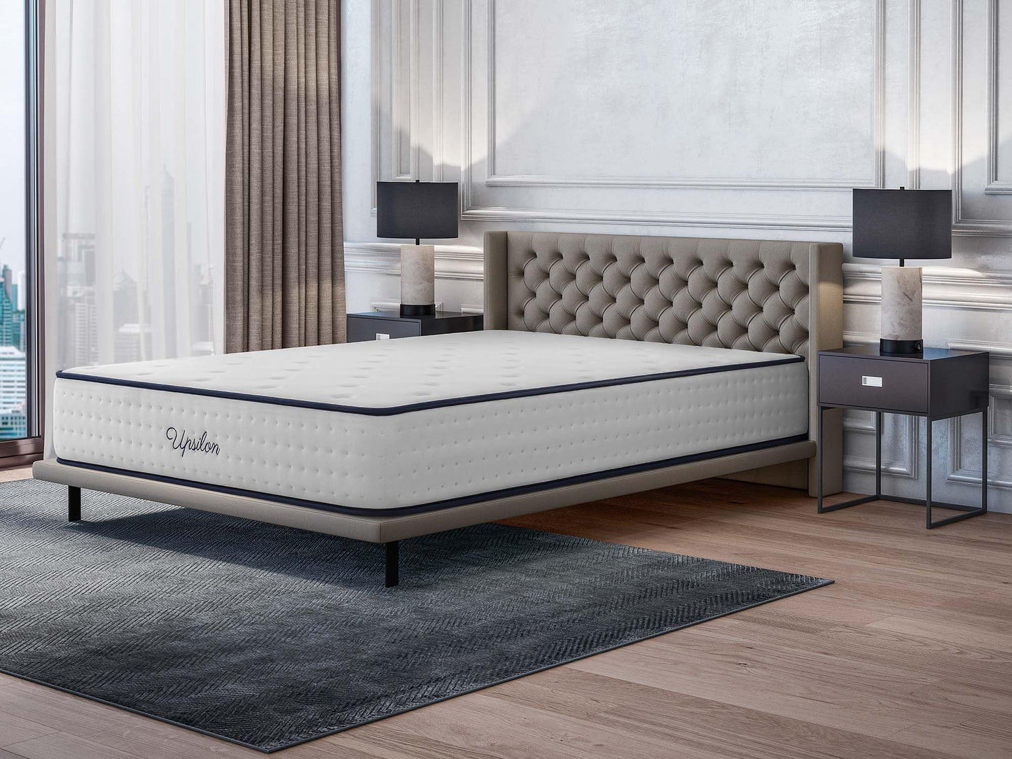 COSMOS - Mattress 180 x 200 cm Upsilon Cold Foam Mattress Hardness H2 - Oeko-Tex Certified - Latex Blue 7-Zone Mattress Height 21 cm - Made in EU