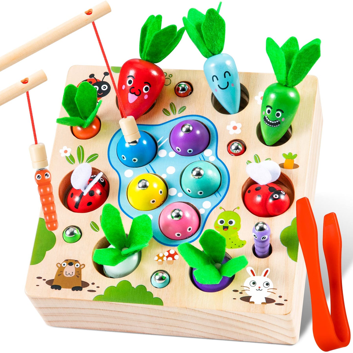 COOLJOY Montessori Toy from 1 Year | Wooden Toy Motor Skills Toy from 1 Year | 8-in-1 STEM Gift for Boys and Girls 2 3 4 Years