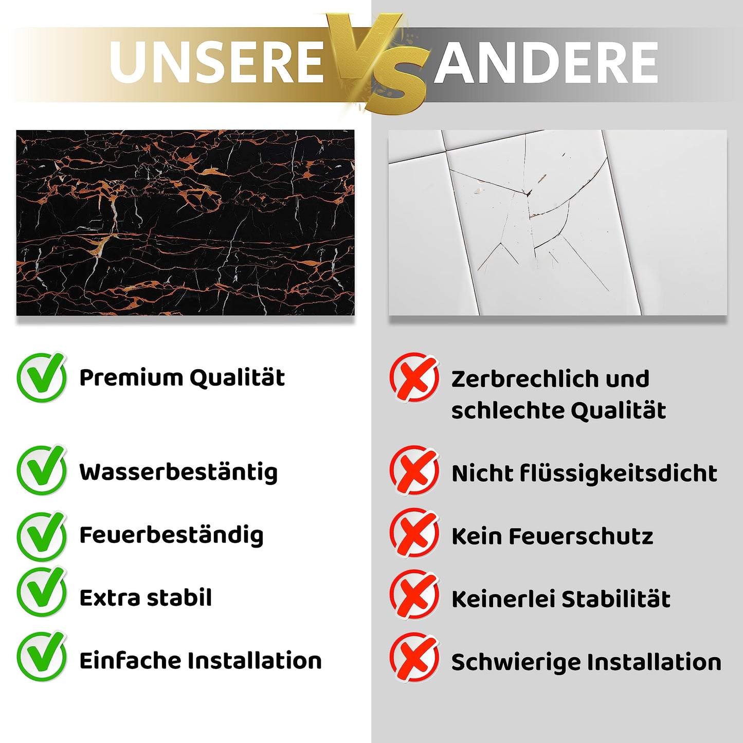 AS Country Stone, Marble Look, Wall Panels, 60 x 120 cm, Polyvinyl Chloride (PVC) Wall Cladding, Made of Plastic, Panels for Kitchen, Bathroom and More, Kitchen Back Wall Panel Light Concrete