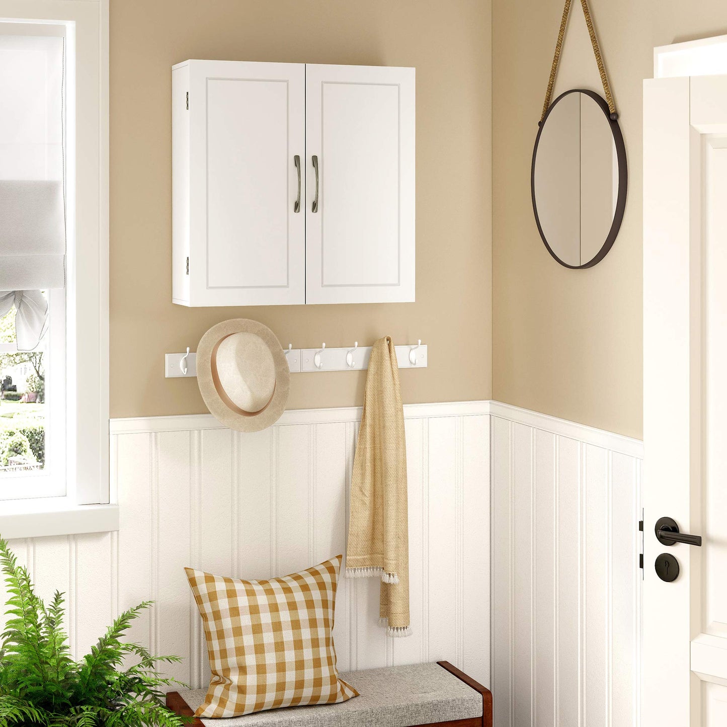 VASAGLE BBC320P36 Wall Mounted Bathroom Cabinet 18 x 60 x 60 cm Wall Cabinet with Adjustable Shelves Dove Grey