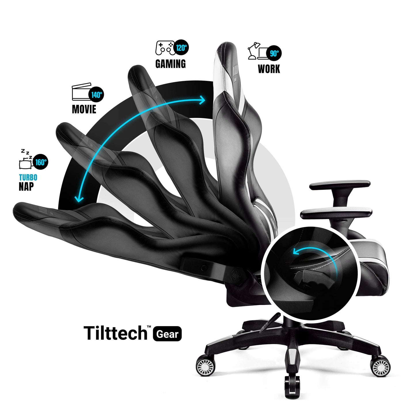 Diablo X-Horn Gaming Office Chair Desk Chair 3D Armrests Ergonomic Design Neck / Lumbar Cushion Imitation Leather Rocker Function