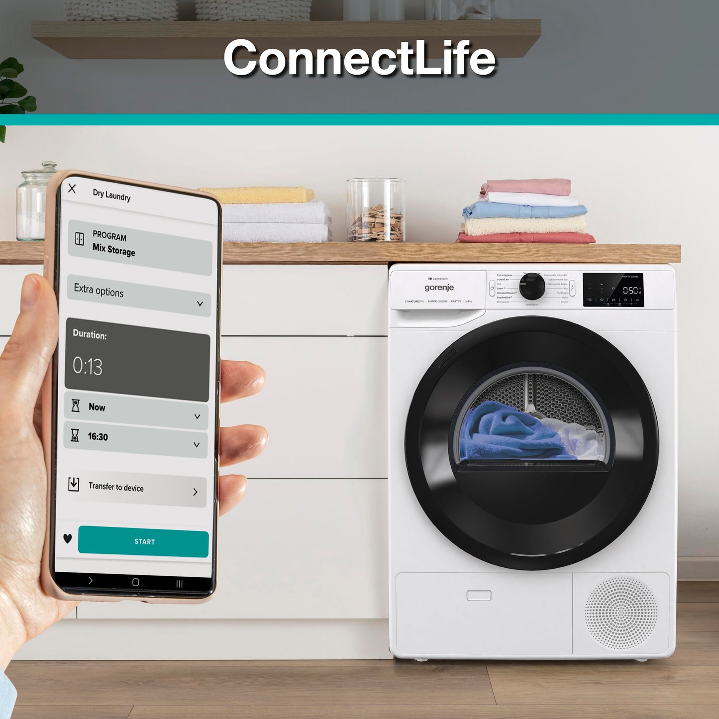 Gorenje DPNE82/GN Trockner/Kondensation mit Wärmepumpe / 8kg / 16 Programme/WIFI/Made in Europe/WaveActive Trommel/TwinAir/Feuchtesensor/Naturedry/LED Display/EEK: A++