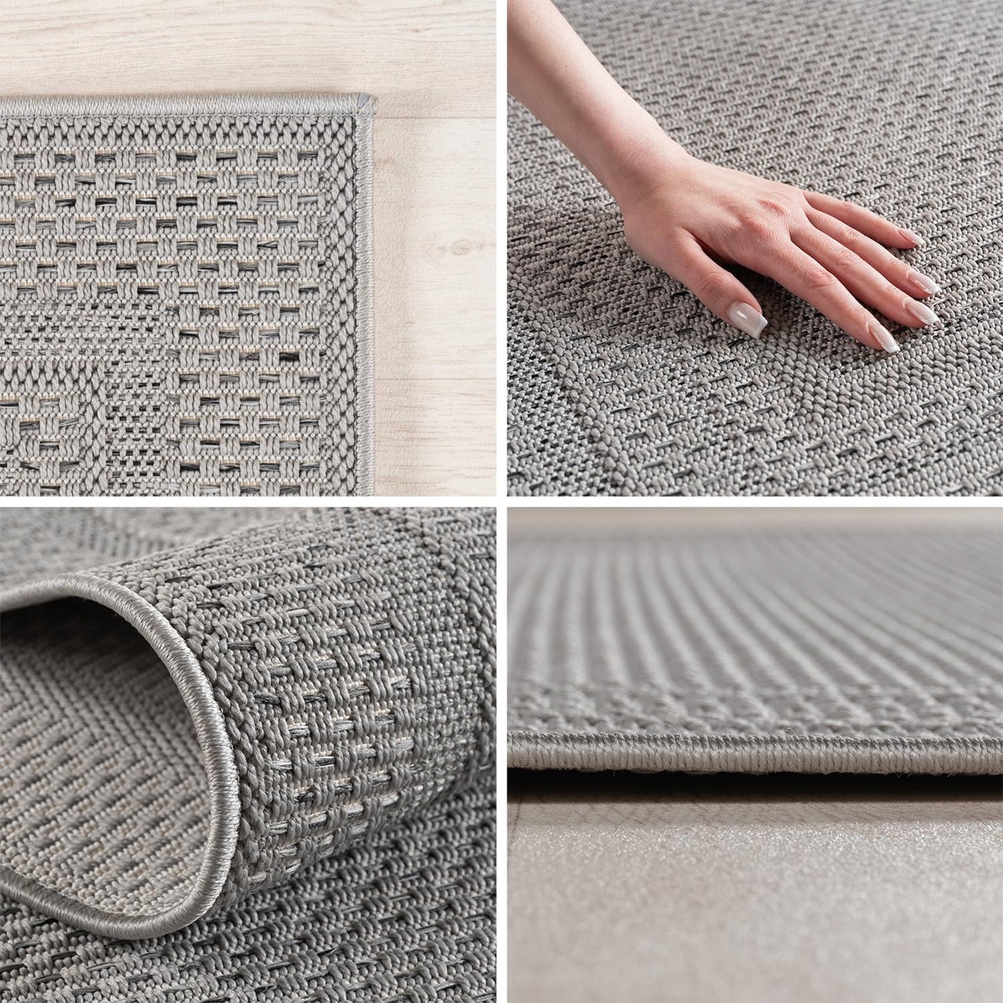 SIMPEX Outdoor Teppich Wetterfest Beige 140x200 cm, UV-beständig, ideal für Küche, Balkon, Terrasse, Garten Wohnzimmer Esszimmer, Skandinavisches Boho-Design, Pfelgeleicht