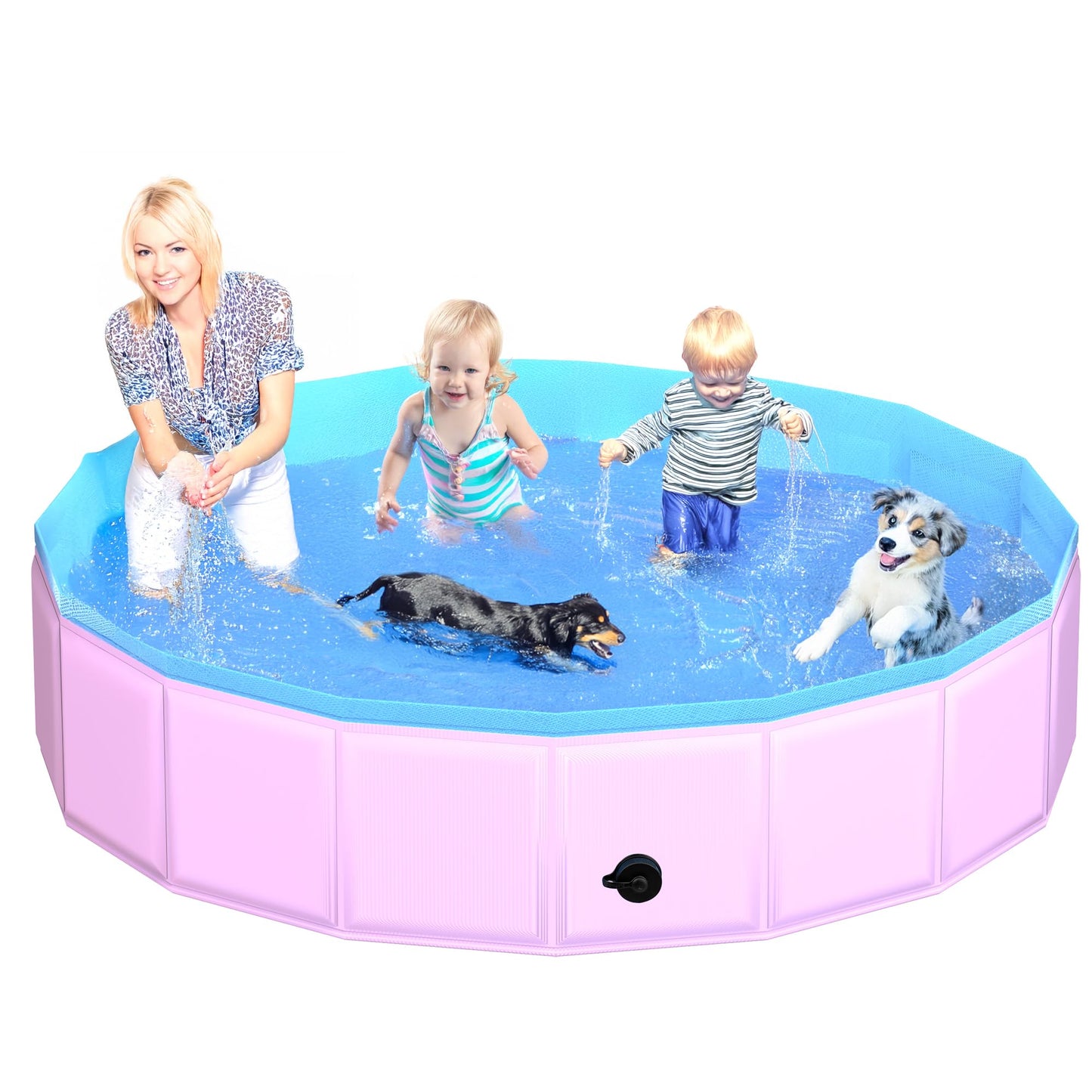 CACSPS Faltbarer Hundepool, 221 x 30,5 cm, Kinderpool mit Hartplastik, rutschfeste Hundebadewanne für den Außenbereich, Hinterhof, Faltbarer Hundepool für Kinder, Hunde, Haustiere (rot)